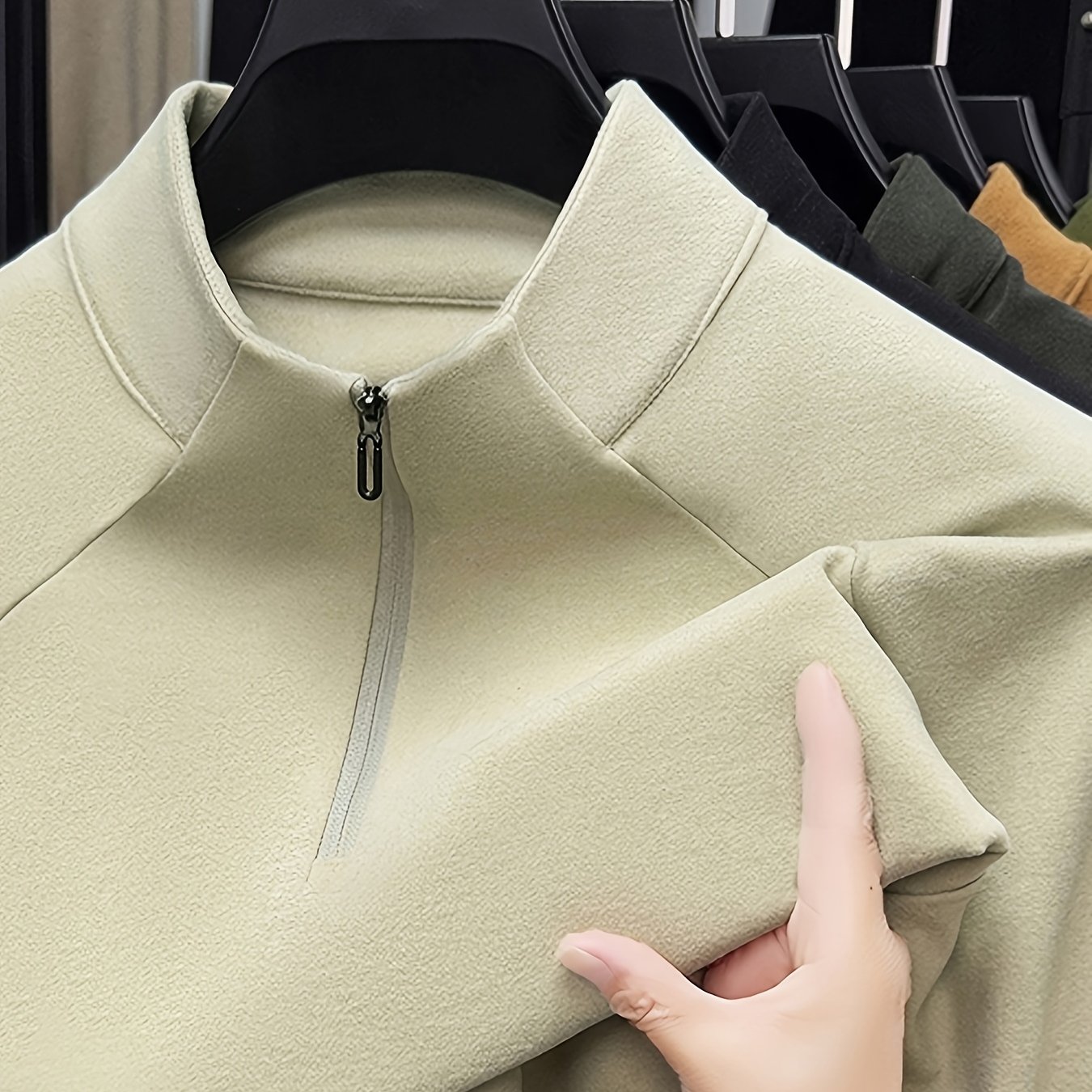 TEMU Cadeau Fête des Pères pour Hommes 2026 Nouvelle Garniture de Printemps, Sweat-shirt Homme Couleur Unie avec Demi-Zip, Confortable, Respirant,