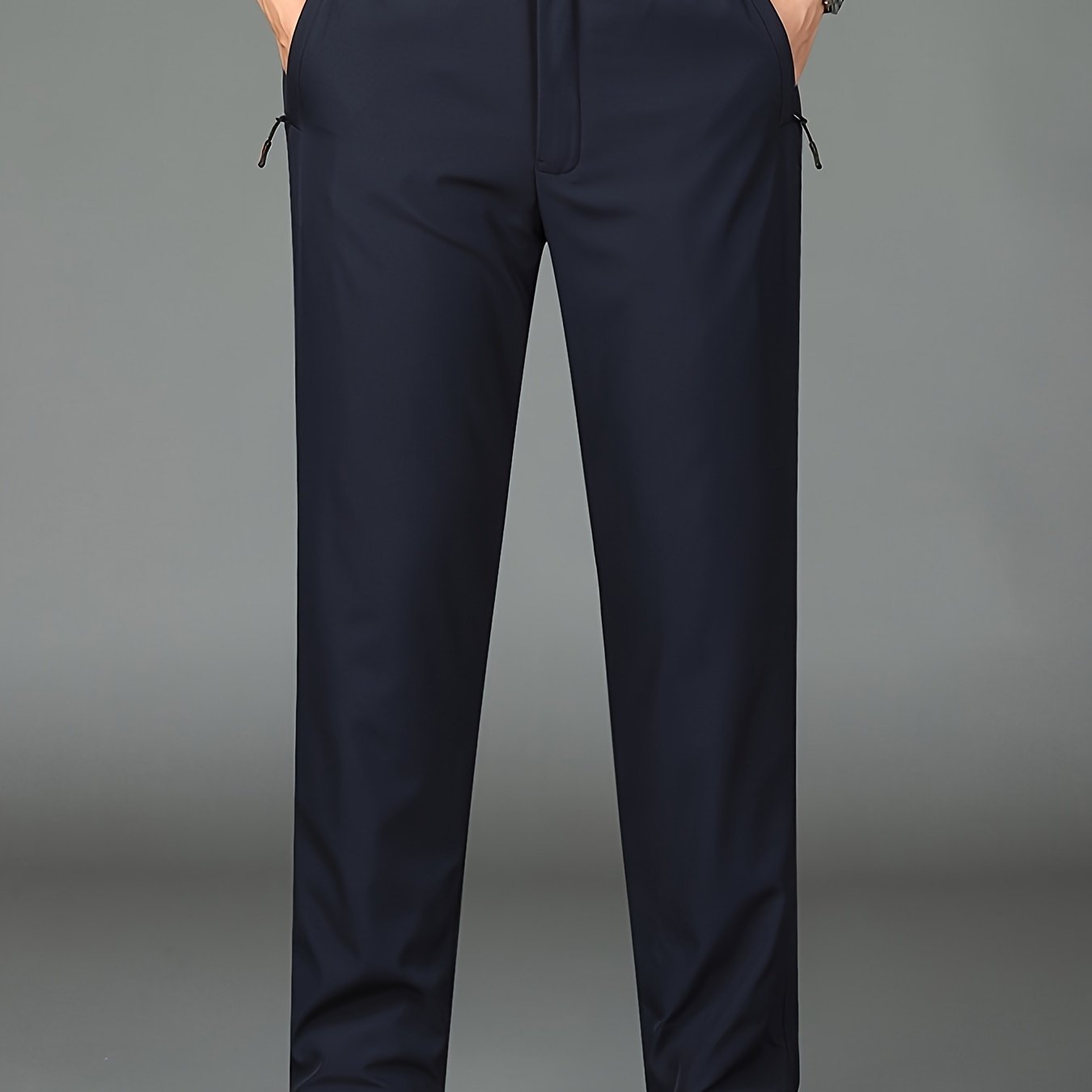TEMU Middle-aged Men's Fleece-lined Pants, Loose Large Size Winter Warm Straight Trousers