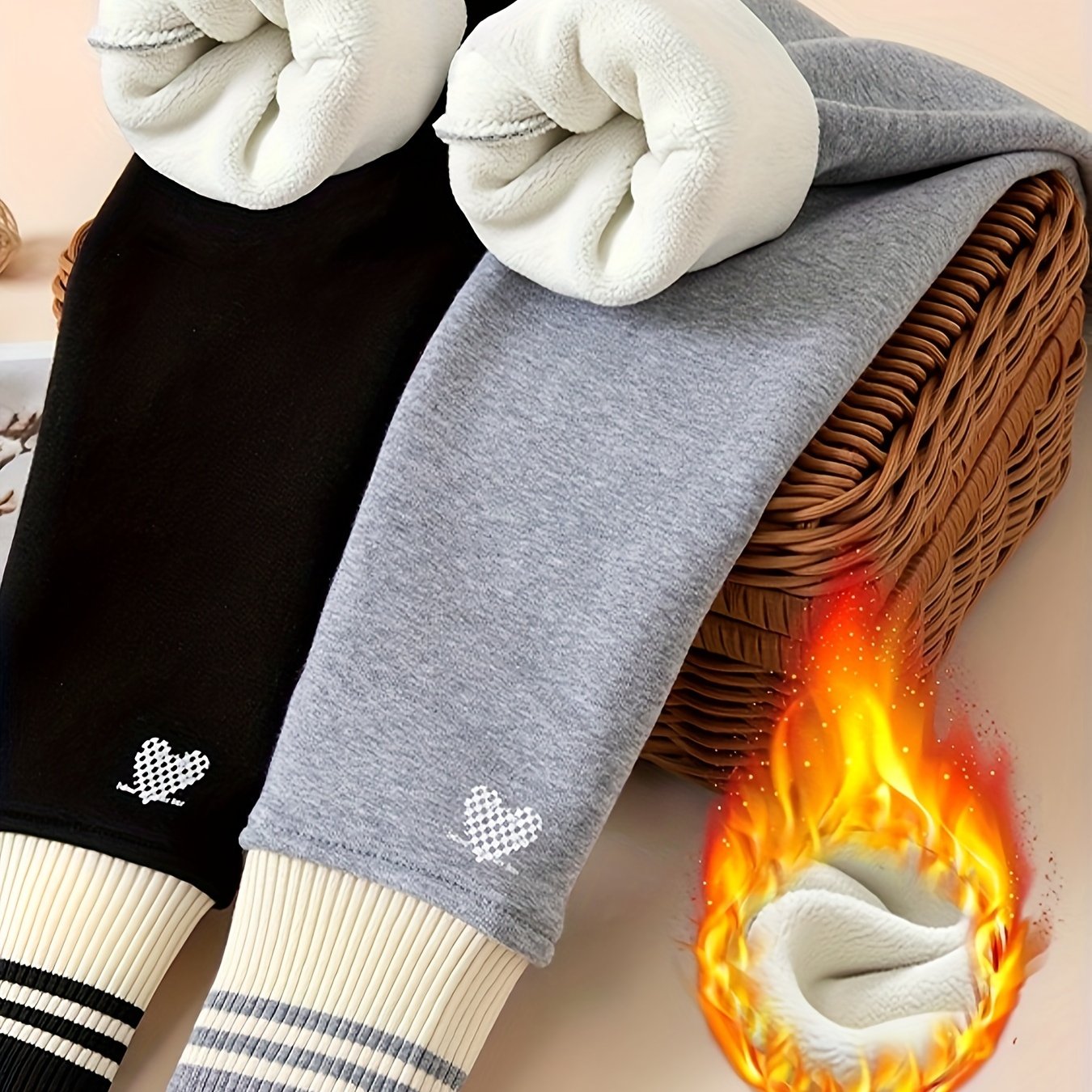 Image of Girls Fleece-lined Leggings Autumn Winter Fleece-lined Thick Warm Trousers Baby Outer Wear Medium To Large Children Winter Style