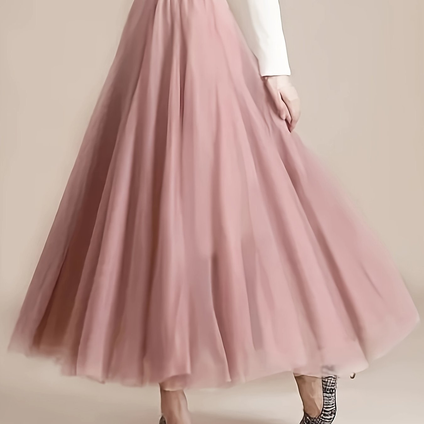 Mesh Half-length Skirt Women's Summer Elastic High-waist Versatile A-line Skirt