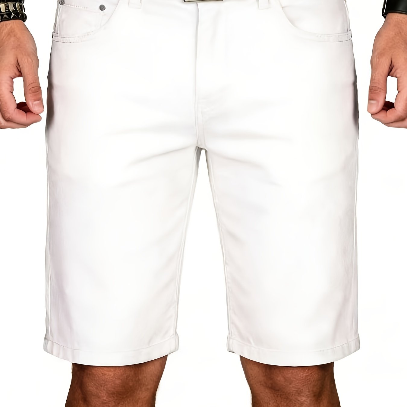 ' Slim-fit Denim Shorts, Easy And Stylish For Business Casual, Washed And Stretchy For , Fashionable And Casual, Trendy Retro, Urban Style, Summer Style
