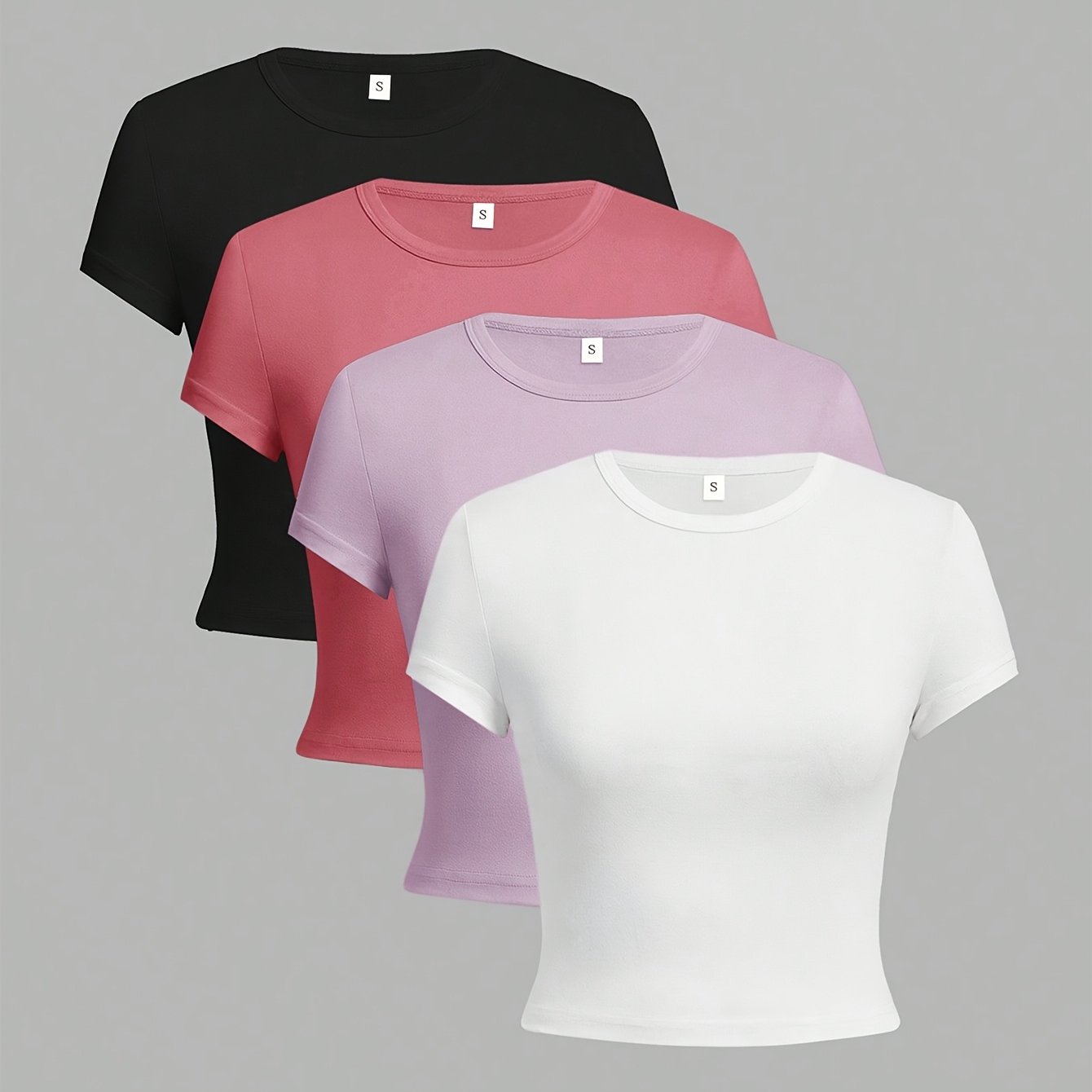 TEMU Fashion Women's Short T-shirt Short-sleeved Clothes Slim Casual Temperament Multi-piece Suit Clothes 4pcs Set