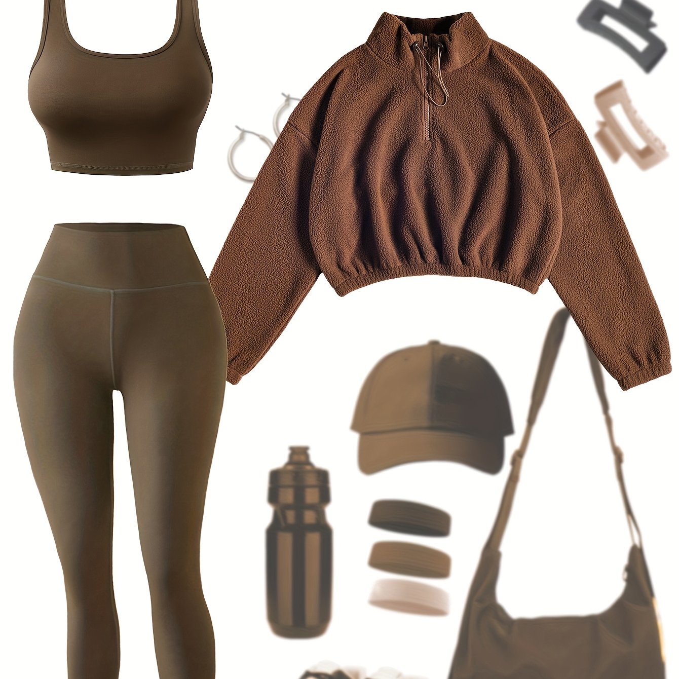 TEMU Completo sportivo casual da esterno da donna inverno, nuovo pullover in pile bifacciale, giacca foderata in pile a maniche lunghe, top
