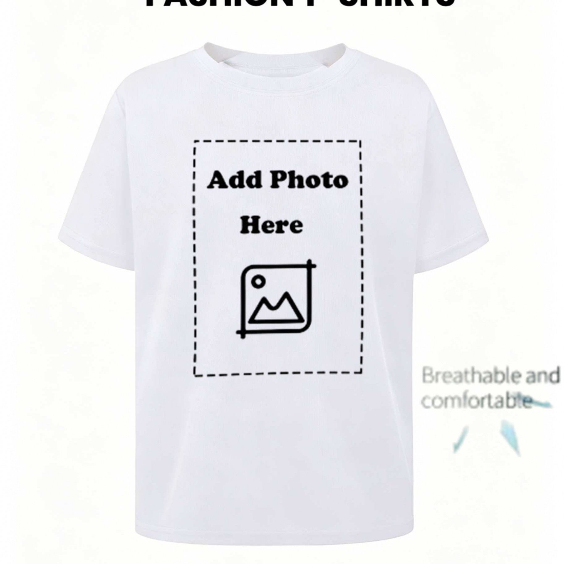 TEMU Customizable T-shirt - Add Your Own Photo/selfie, Soft And Breathable Fabric, Casual Crew Neck Short Sleeves, An Ideal Gift For Men And Women,