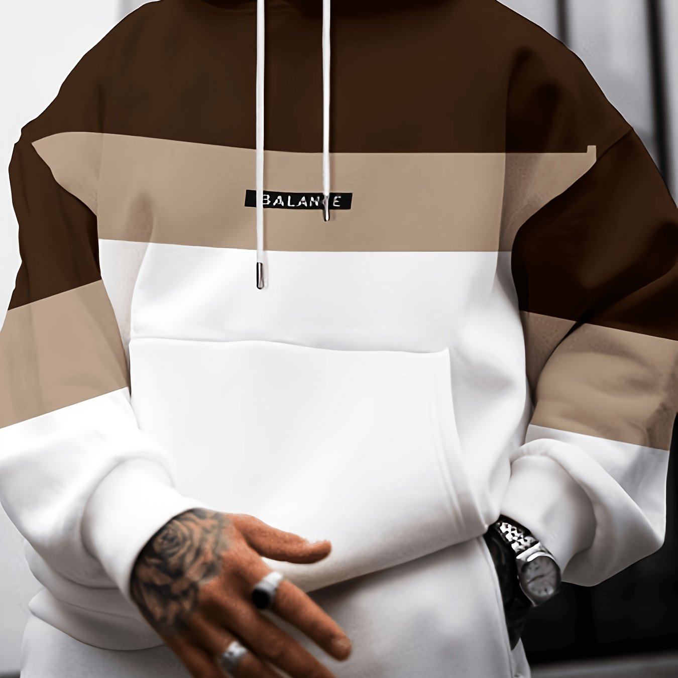 E-shop [Shaofan Wood ] 3D neuer langärmeliger Freizeit-Hoodie für Herren, gestreifter bedruckter Hoodie, modisches Sweatshirt, Hoodie mit modischem