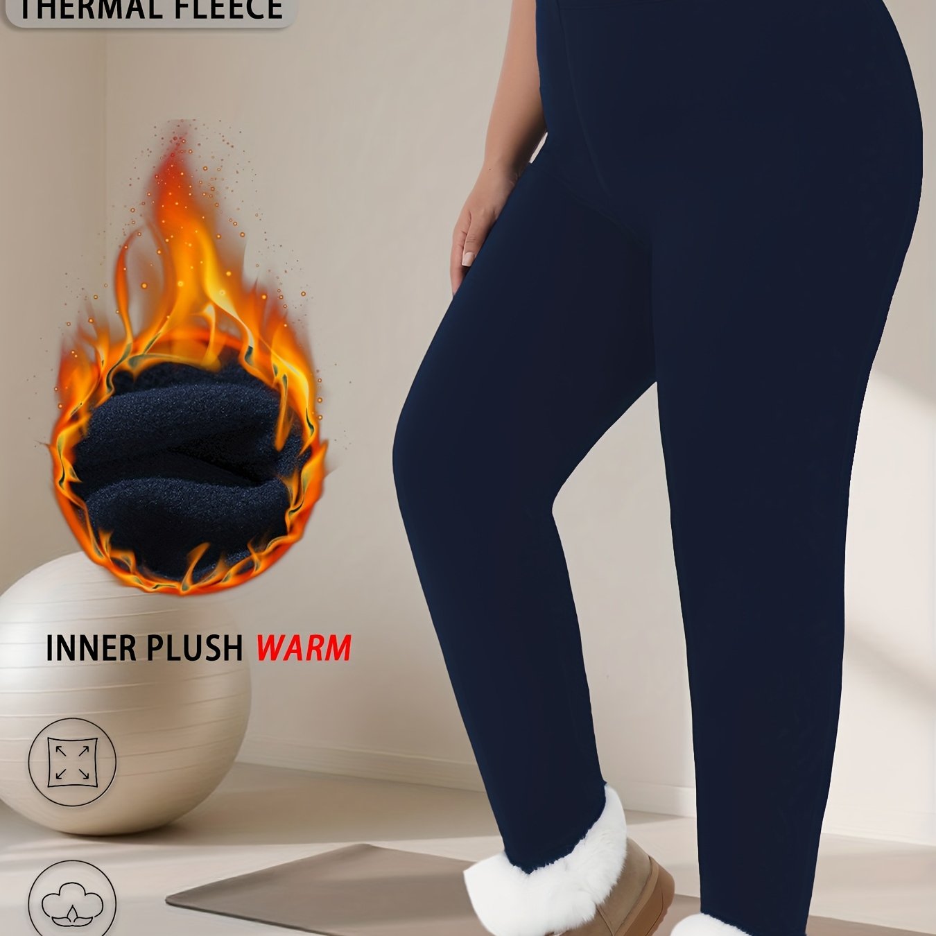TEMU Plus Size Super Soft Fleece Lined Leggings Women, Workout Yoga Running Thermal Warm Pants For