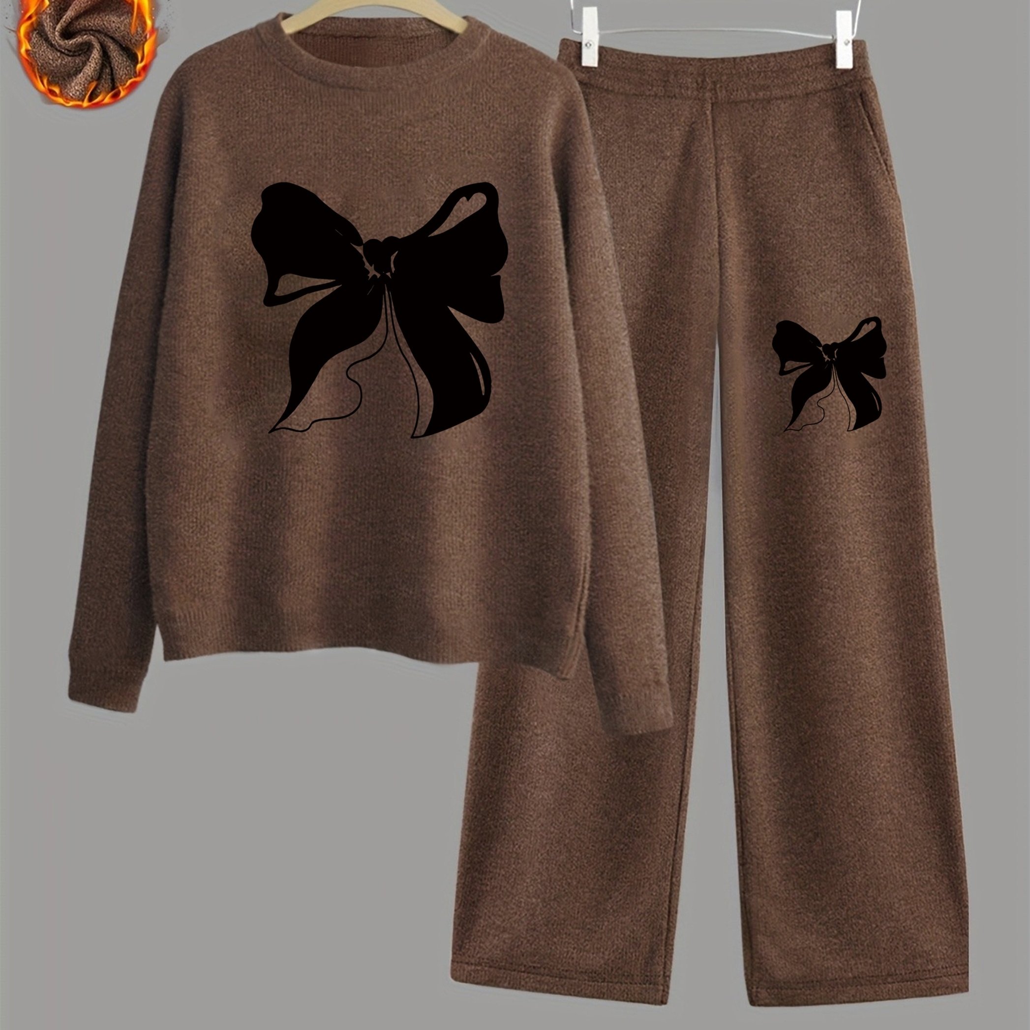 TEMU Women's Fashion Printed Round Neck Sweater Set