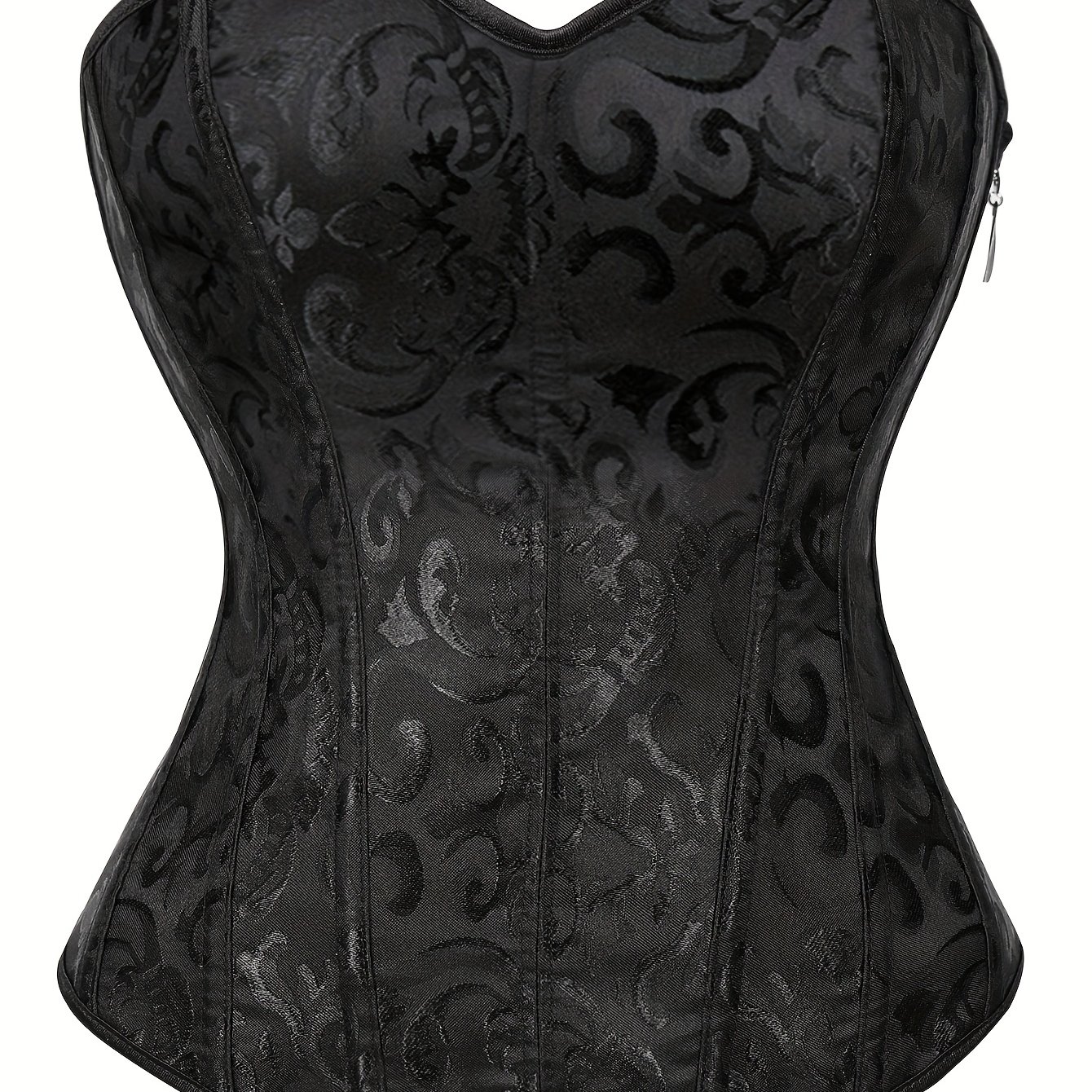 Image of Black Plus Size Dress Base Shaper No Lace Side Zipper Waist Cincher Boned Tummy Control Waist Corset