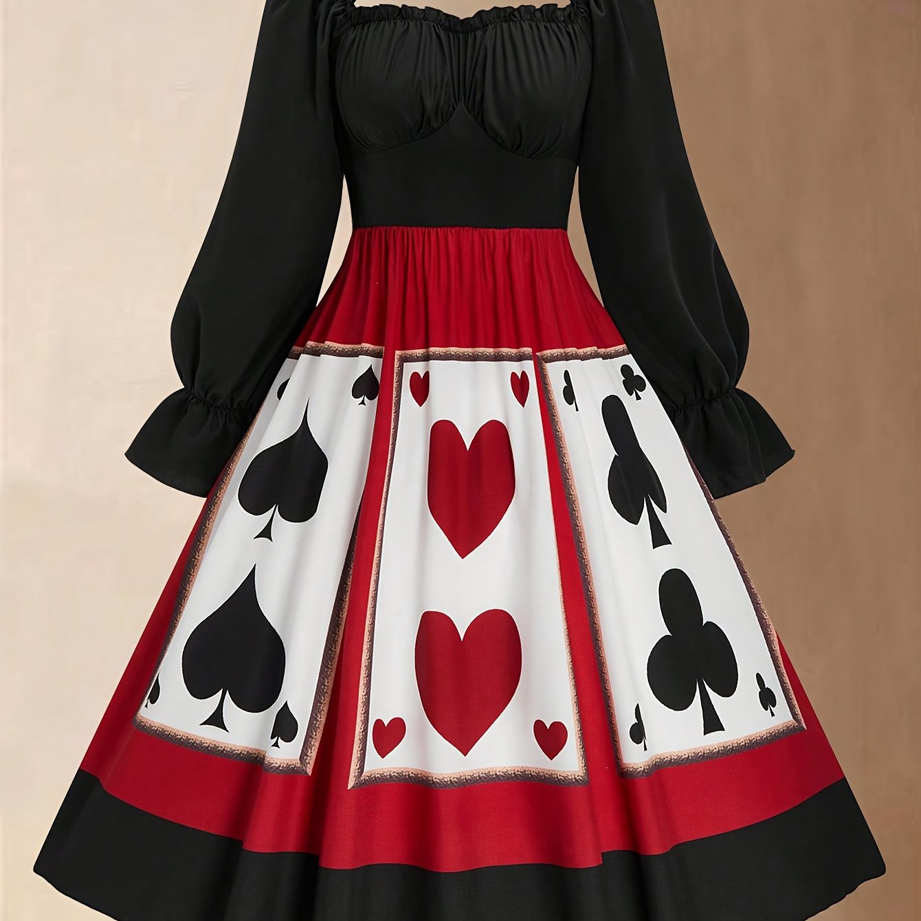Image of Ladies' Vintage Long-sleeve Dress With A Big Skirt For Halloween Party