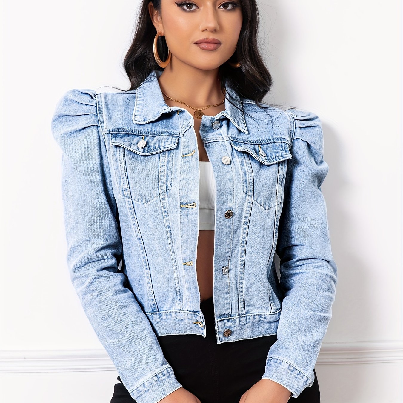 jeansjacke damen puffärmel