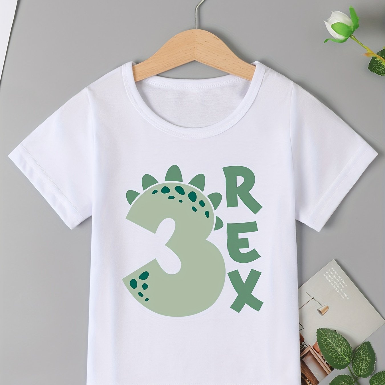 Rex Birthday Number Print Boys 3rd Birthday Party Comfortable Short-sleeved T-shirt For Spring/summer