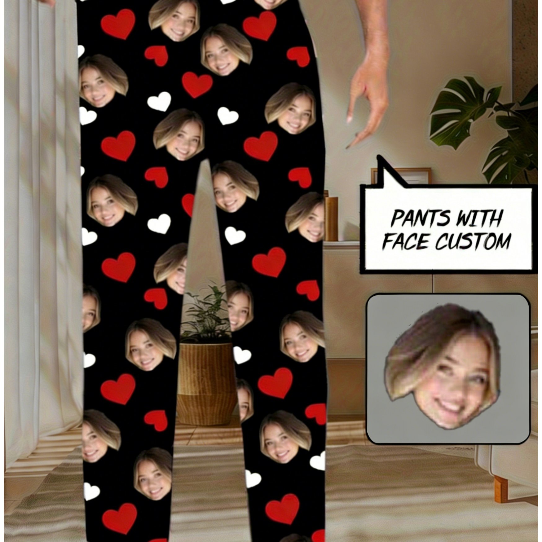 TEMU Custom Photo Pajamas Personalized Face Custom Pajamas, Irregular Human Head And Pattern, Suitable For Christmas, Thanksgiving, Halloween,