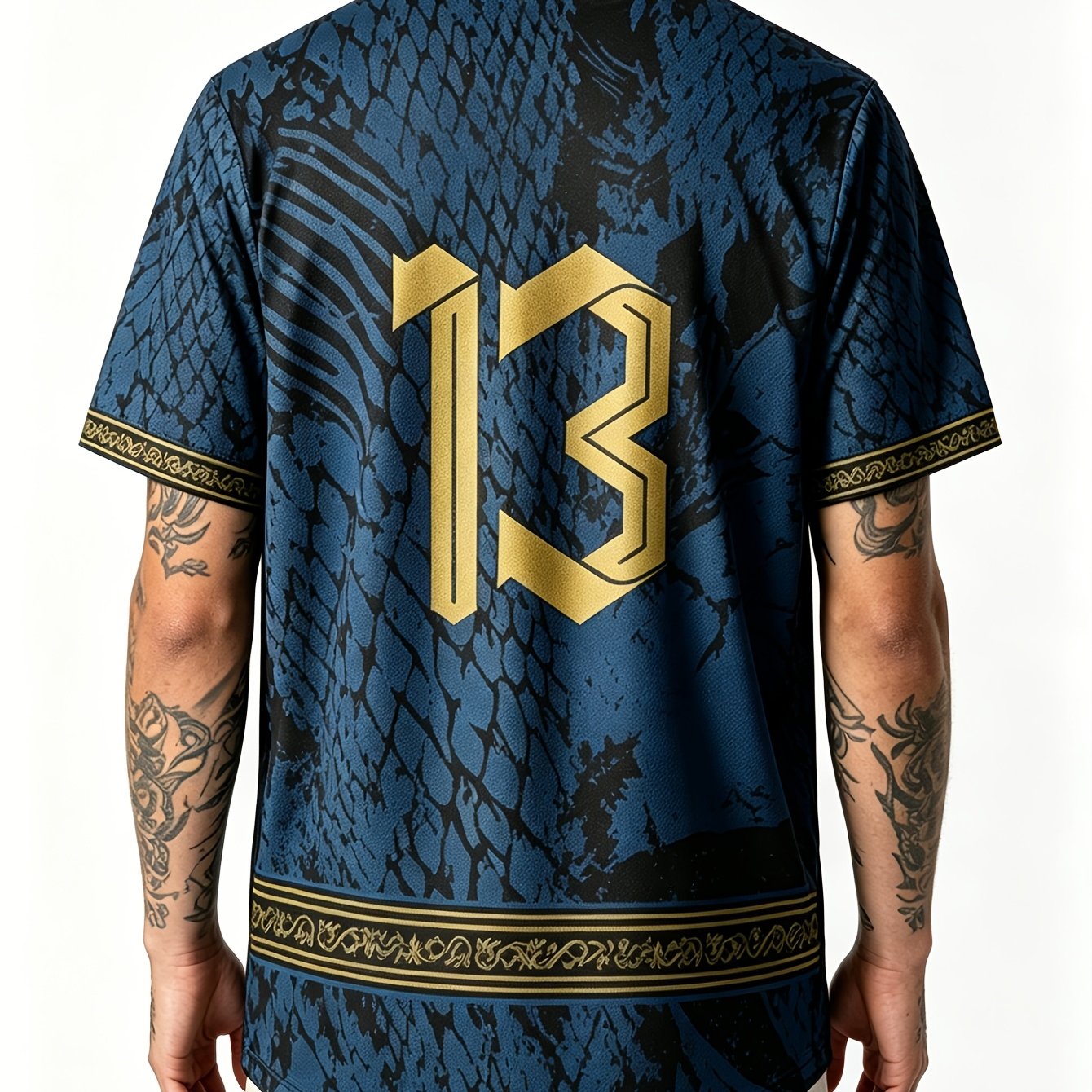 TEMU [printed Design â Not Textured] Snake Print Digital Pattern Short Sleeve T-shirt For Men, Slim Fit Summer Breathable , A Perfect Fashion Gift