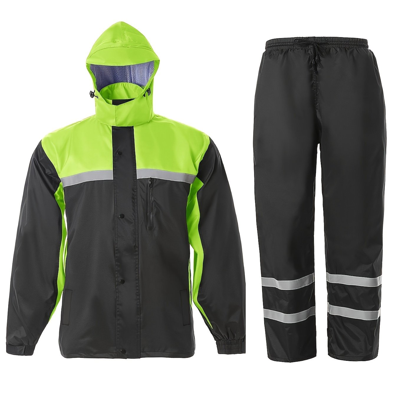 TEMU Men's Rain Suit High Visibility Reflective Work Rain Jacket Pants For Farm Fishing Motorcycle