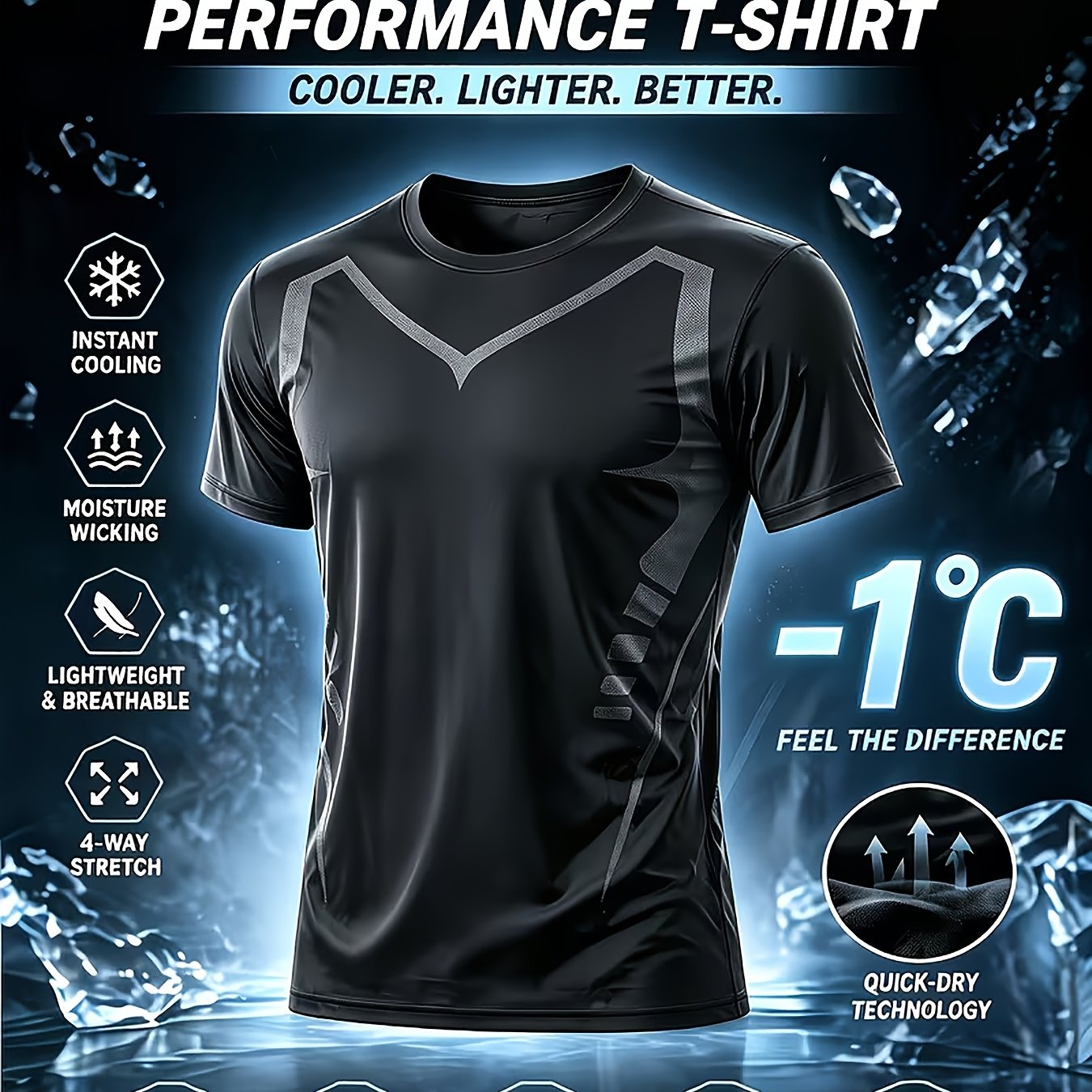 TEMU Men's Short Sleeve, Men's Quick-dry Compression Sports T-shirt, Suitable For Daily Wear In Summer And Sports