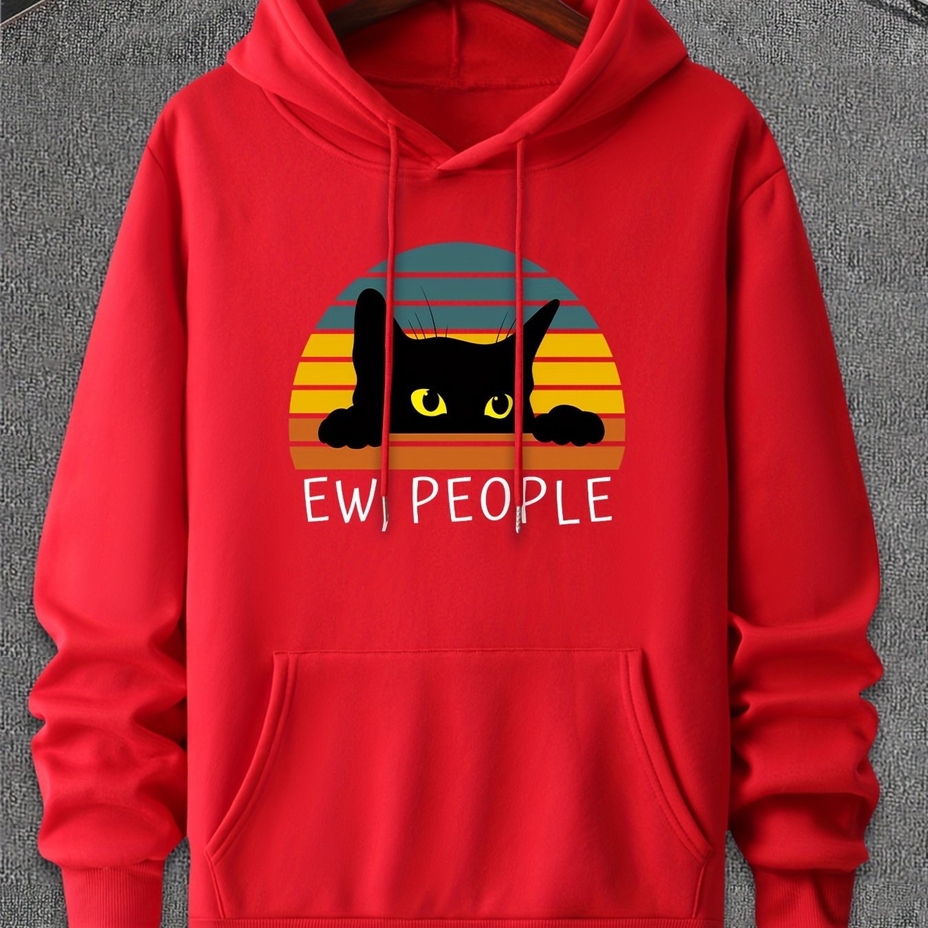 TEMU Active Hoodies Leisure Hoodies With Black Cat And