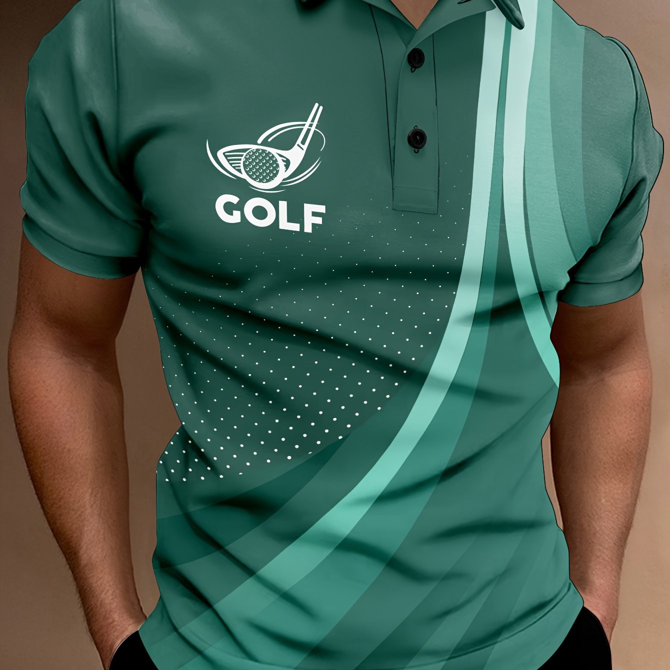 TEMU Golf Print Summer Men's Fashionable Lapel Short Sleeve Golf T-shirt, Suitable For Commercial Entertainment Occasions, Such As Tennis And Golf, Men's Clothing, As Gifts