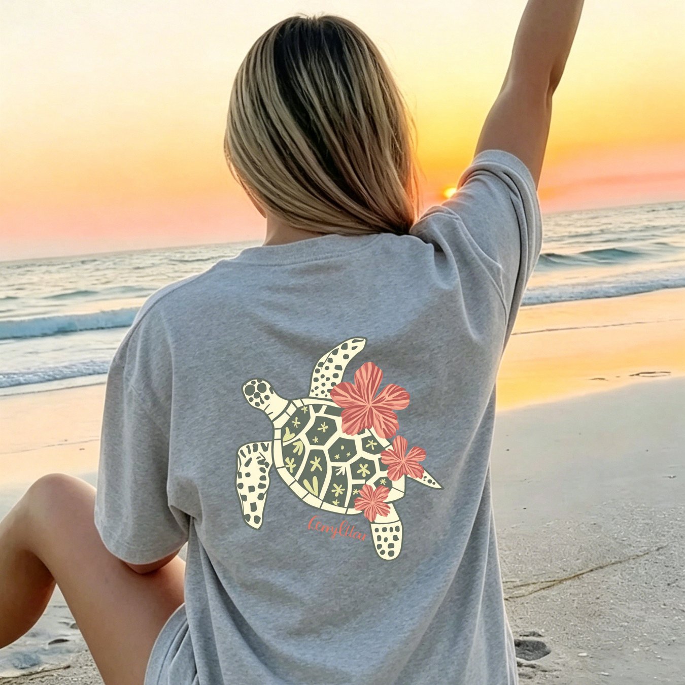 Image of Women's Loose Fit Graphic T-shirt With , Casual Summer Beachwear, Fabric, Ideal For Everyday Wear And Vacation Outfits - A Thoughtful Gift