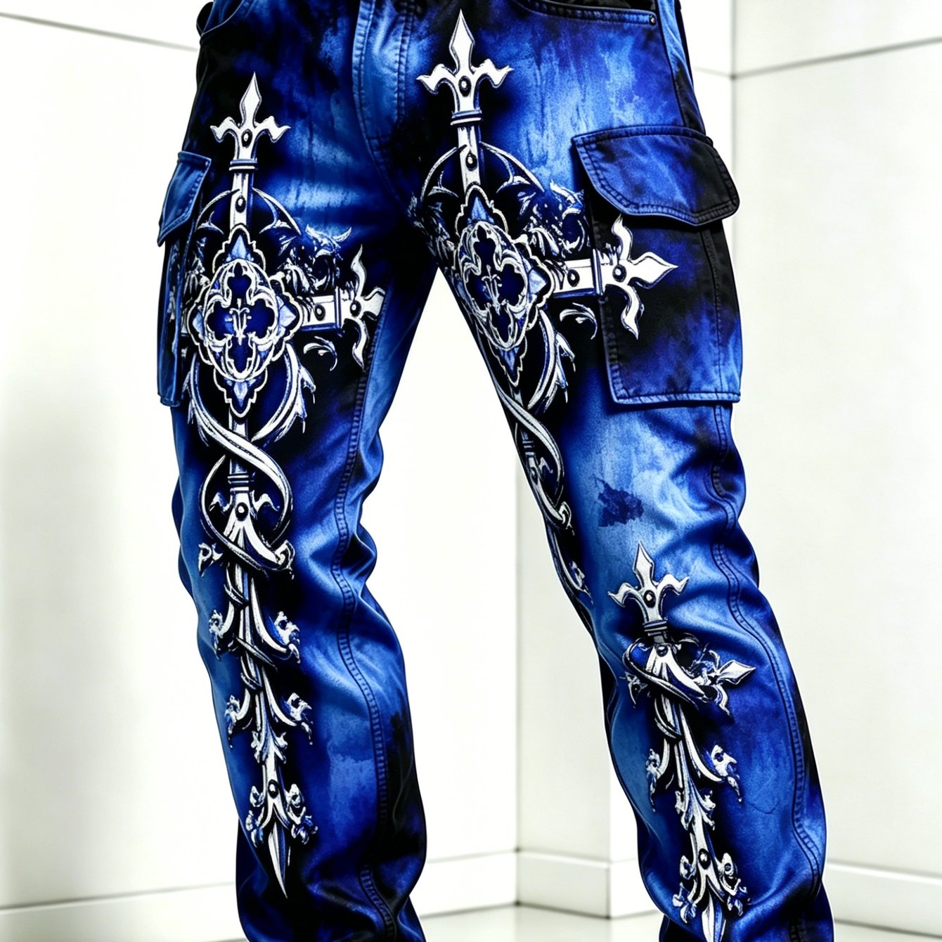 Teenager's Gothic Retro Cross Cargo Pants Street Commuting Casual Versatile Straight-leg Trousers, For Outdoor, For Teenager