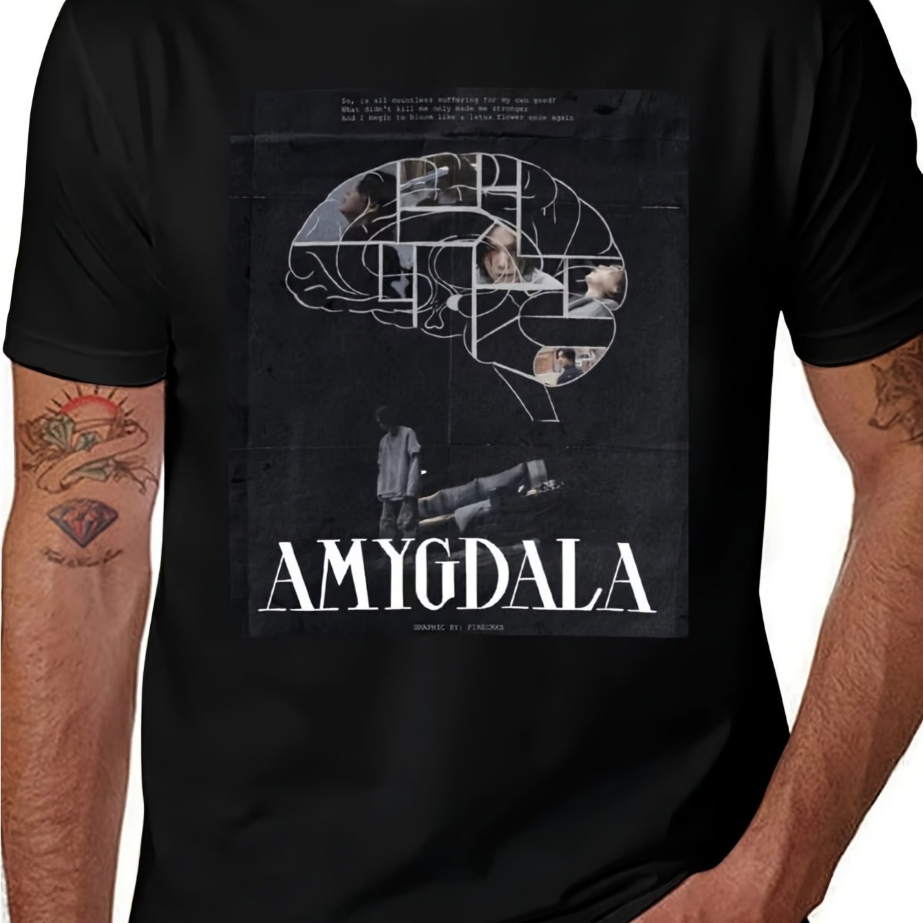 Suga's Black Anime Brain Psychology T-shirt | Psychology Diagram & Design, Short Sleeve Casual Round Neck Tee For Psychology Students, Therapists, Enthusiasts, Plus Size & Tall
