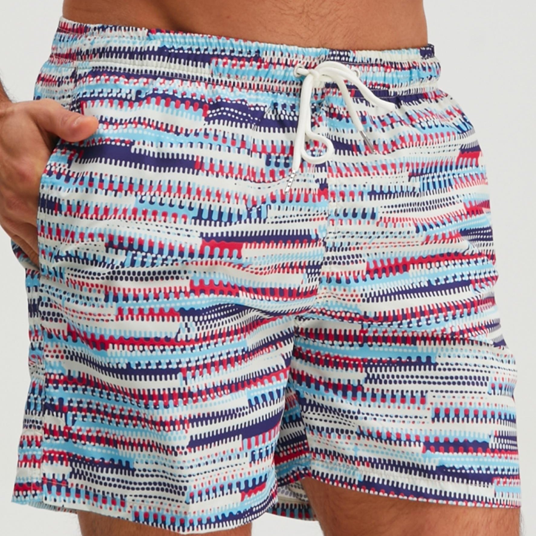 TEMU Men's Summer Printed Swim Shorts - Lightweight Polyester, Suitable For Running, Gym, Beach & Training - Breathable Regular Fit Casual Sports