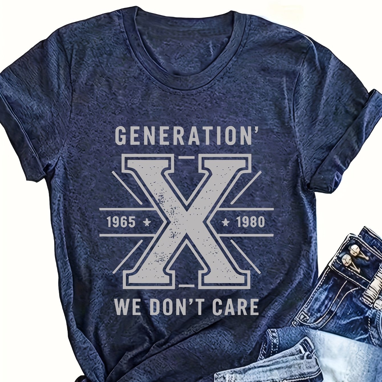 TEMU Loose-fitting Short-sleeve T-shirt 1965 1980 We Don't Printed Patterns Women's Casual Casual Attire