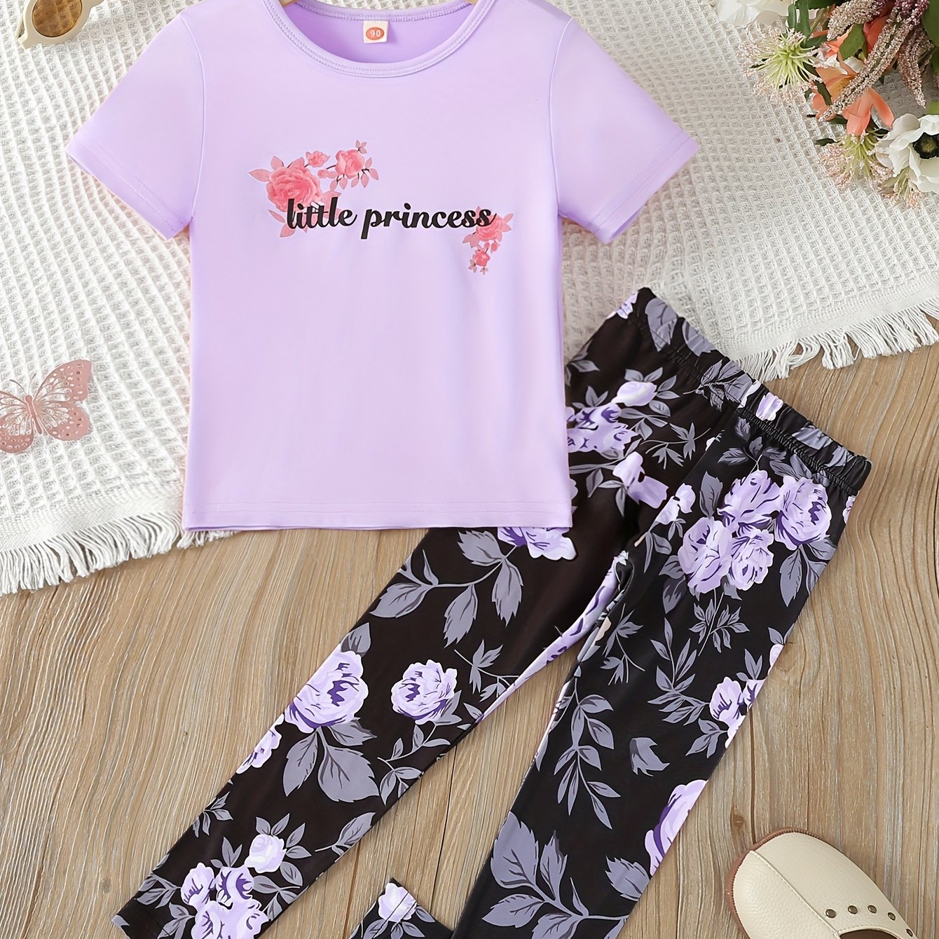 Girls Casual Cute T shirt little Princess Print Flower - Temu