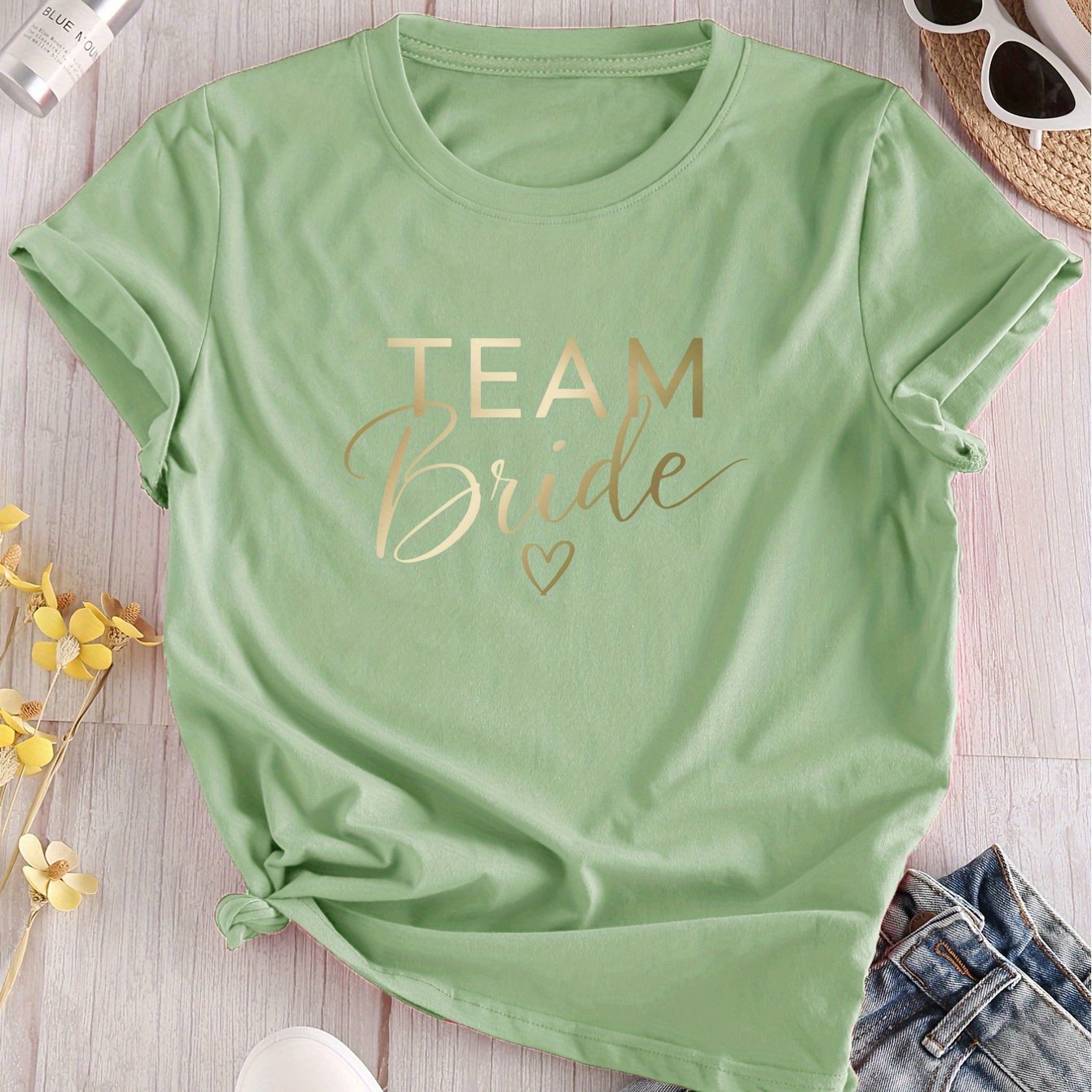 TEMU A T-shirt With The Letters' 'printed On It, A Short Sleeved Round Neck Casual Top, Made Of 95% Polyester And 5% Spandex Fabric, And A Regular