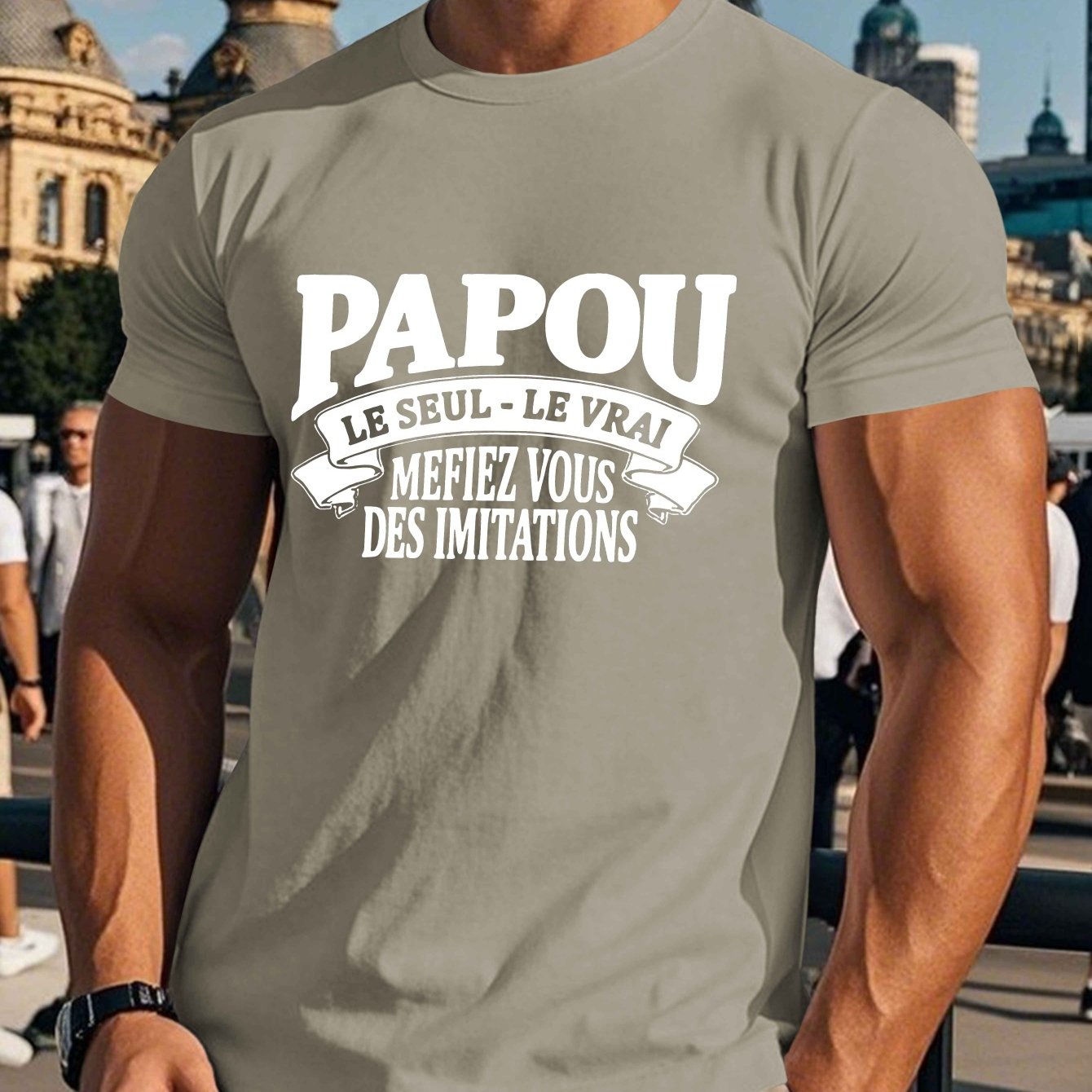 TEMU T-shirt à manches courtes pour hommes, et français, haut de t-shirt d'été