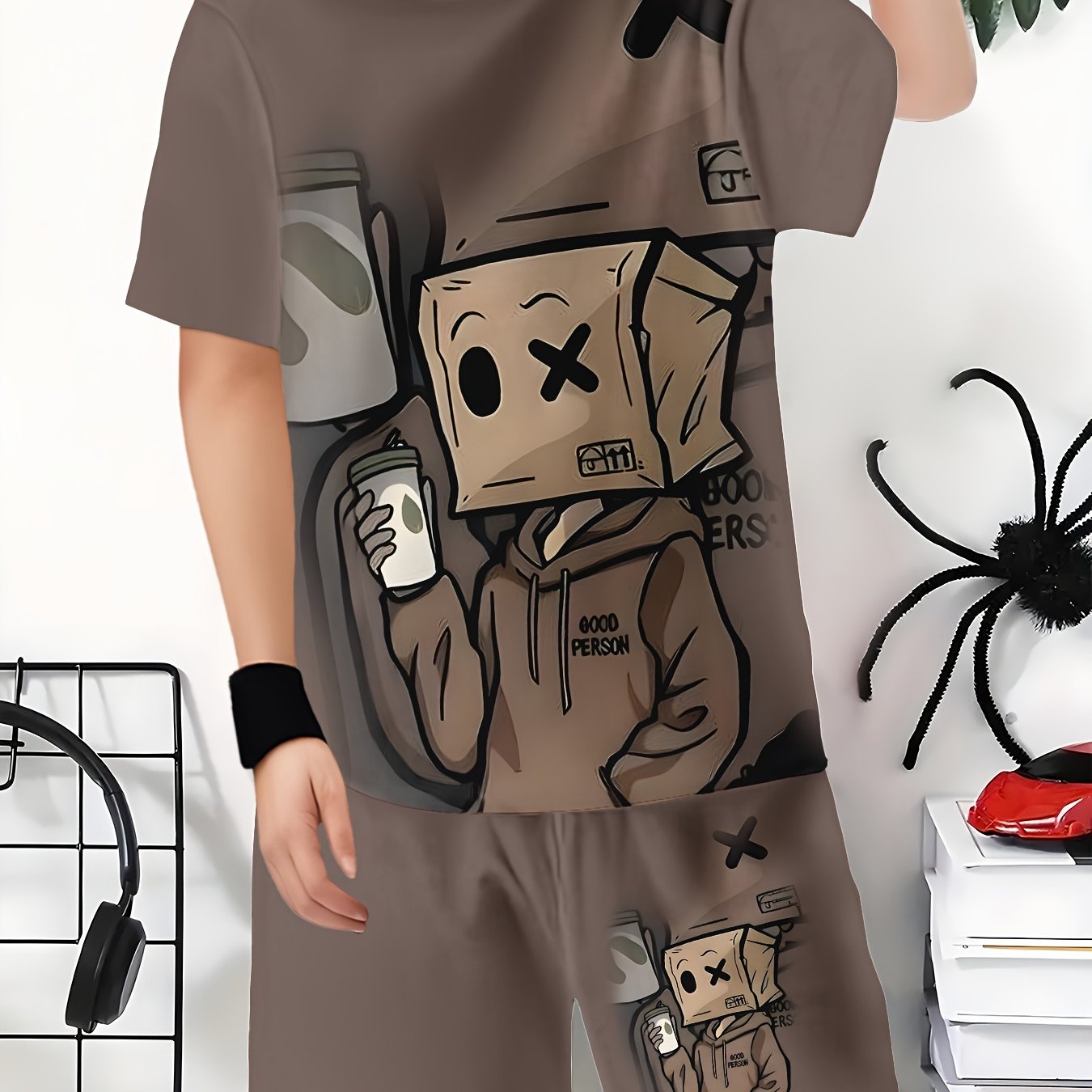 Summer New Pattern 3d Print Top And Shorts 2pcs Set Girls And Boys Top And Short Sleeve Outfit, For Outdoor