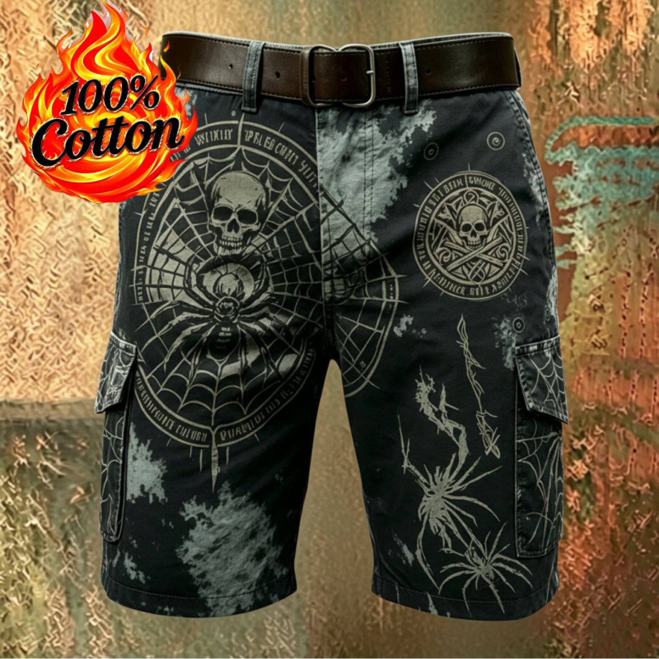3d Printed Workwear-style Versatile Shorts (no Belt), Multi-pocket Style Y2k Style Summer Retro Men's Shorts