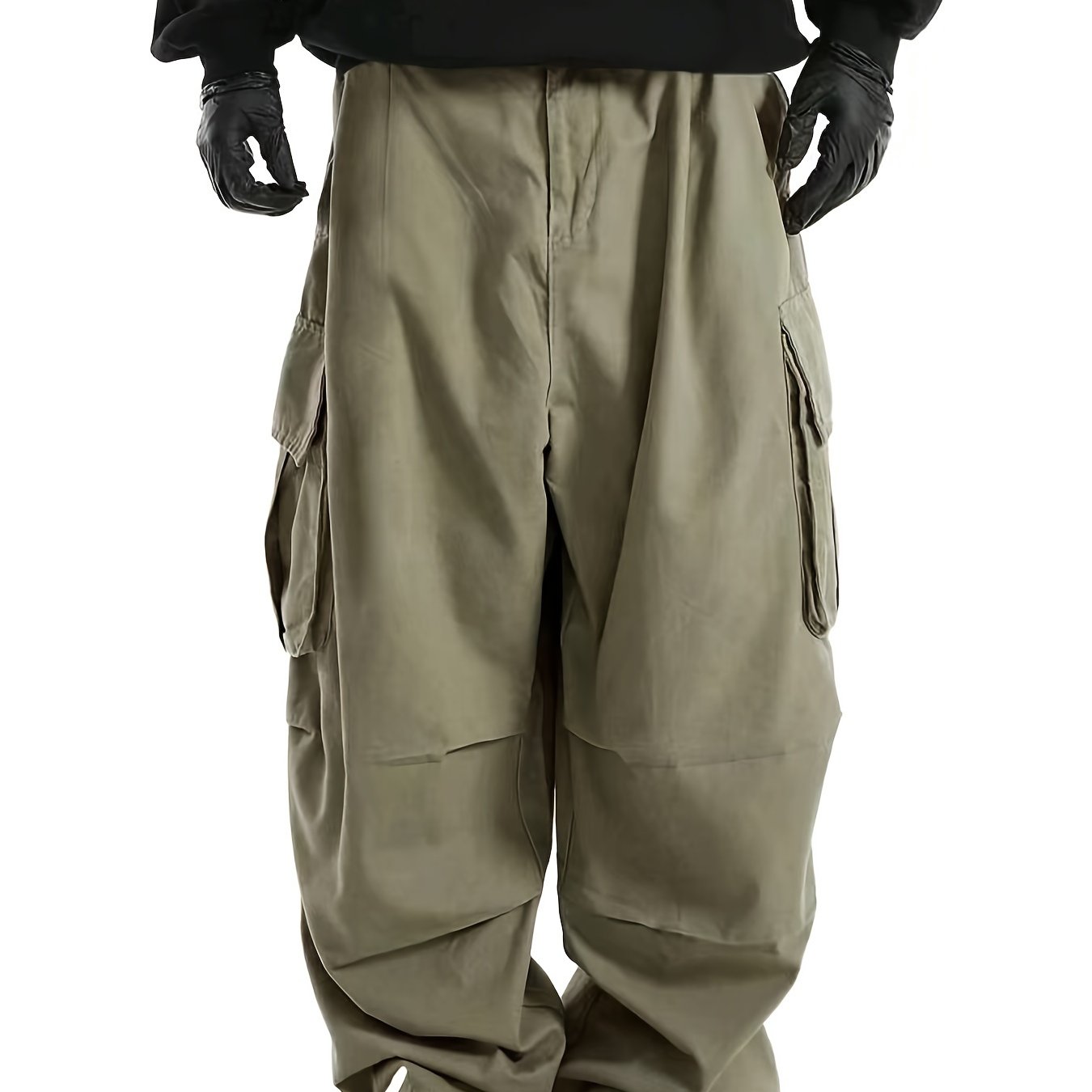 Solid Multi Flap Pockets Men's Straight Leg Cargo Pants - Temu Canada