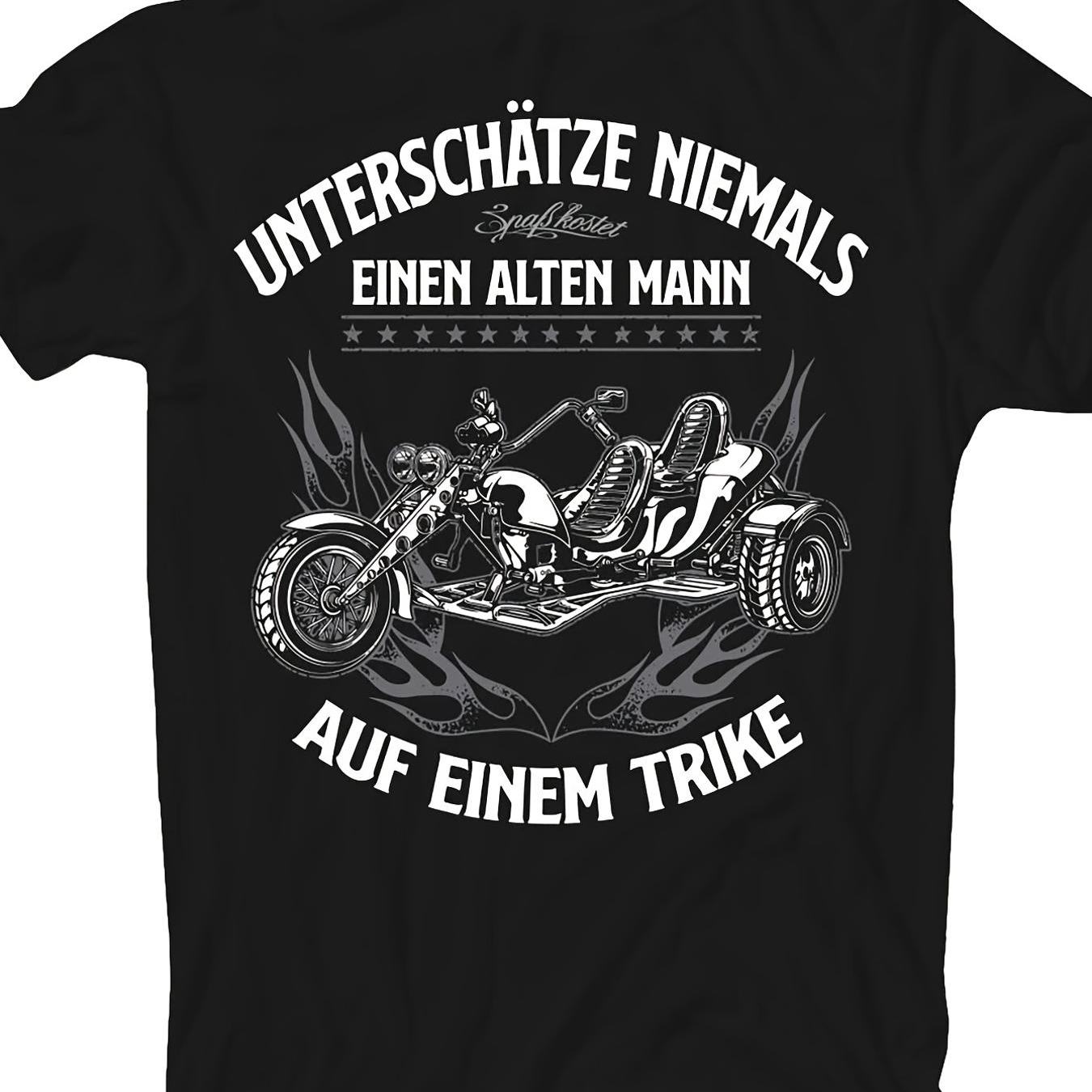 Image of Men's Biker T-shirt: Don't An Old Guy On A Trike - Comfortable, Casual, And Machine Washable For Enthusiasts