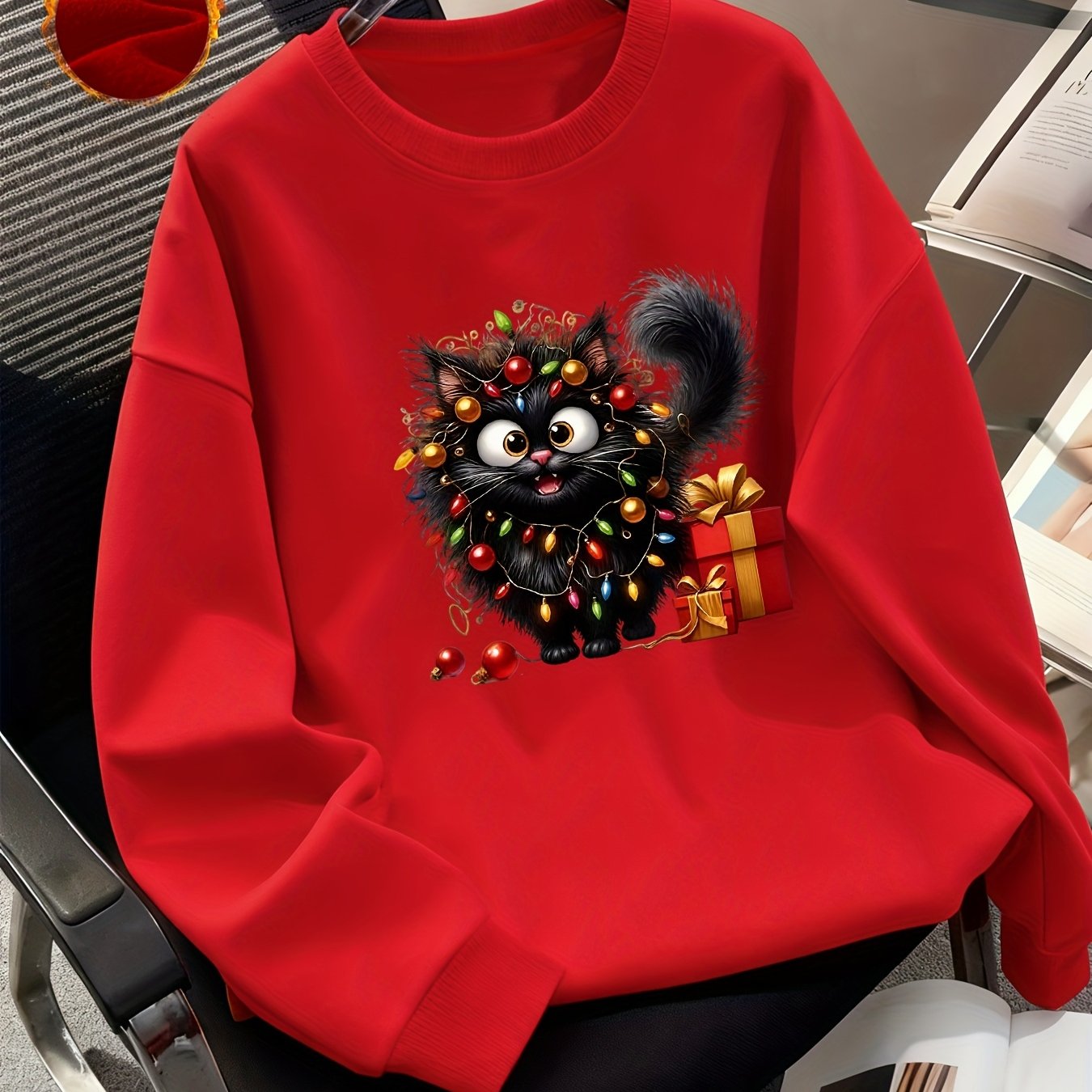 TEMU Mönsterprintade sweatshirts, höst- och vintercrewneck-casual sweatshirts, damkläder