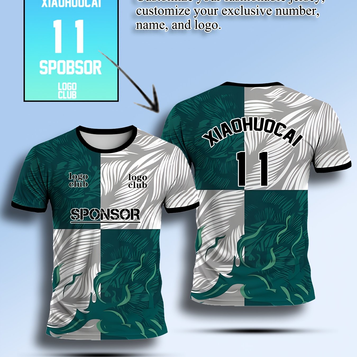 TEMU Men's Customized Sports Easy And Fashionable T-shirt, With Your Logo, Name, Number, Mentor, And Sponsor, Quick-drying Jersey T-shirt
