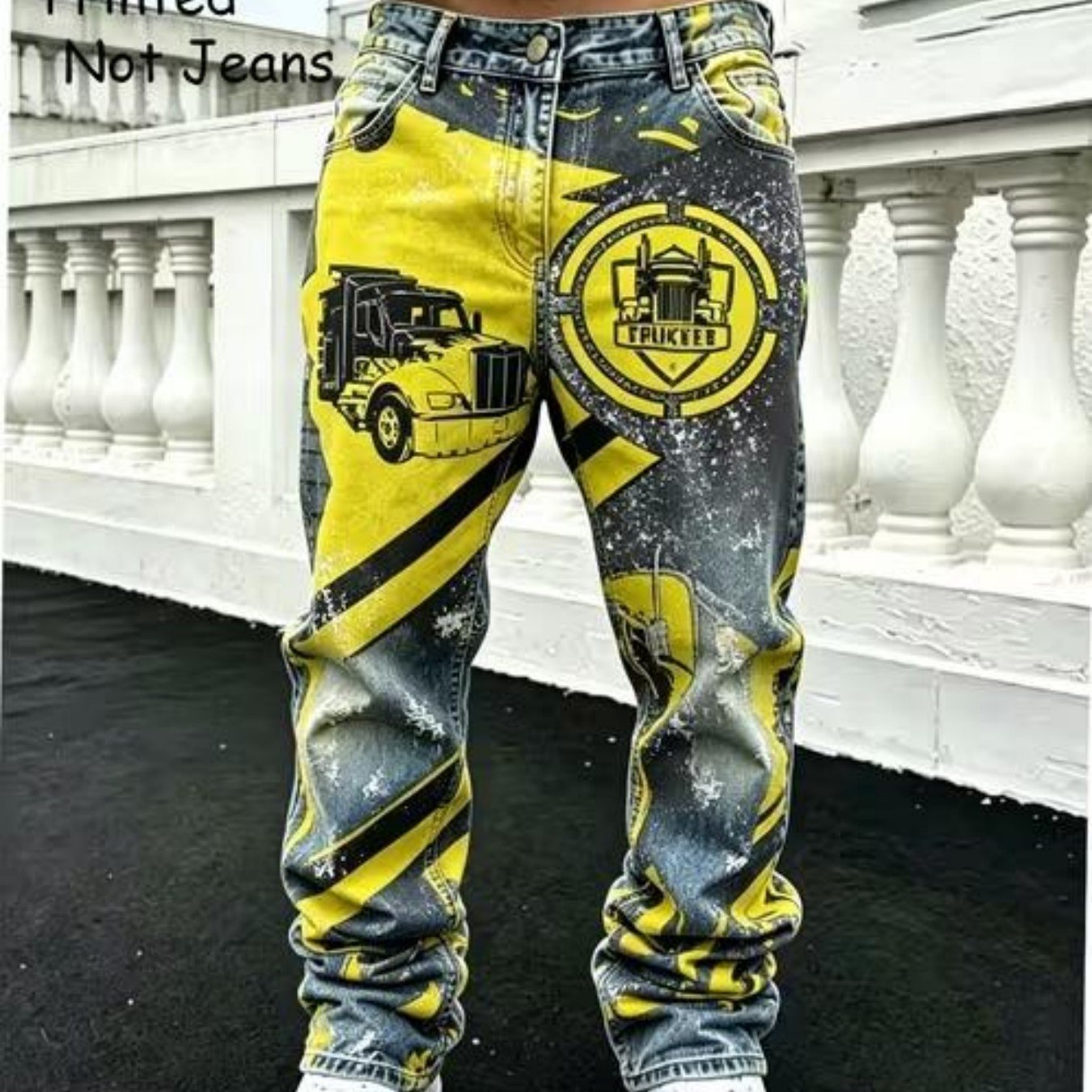 Image of New Single-piece Men's Trousers (no Belt), European And Trend Art Printing, Fashion Trend Overalls, Casual And Versatile Men's Trousers, For , Good Gifts, Halloween, Christmas Gifts