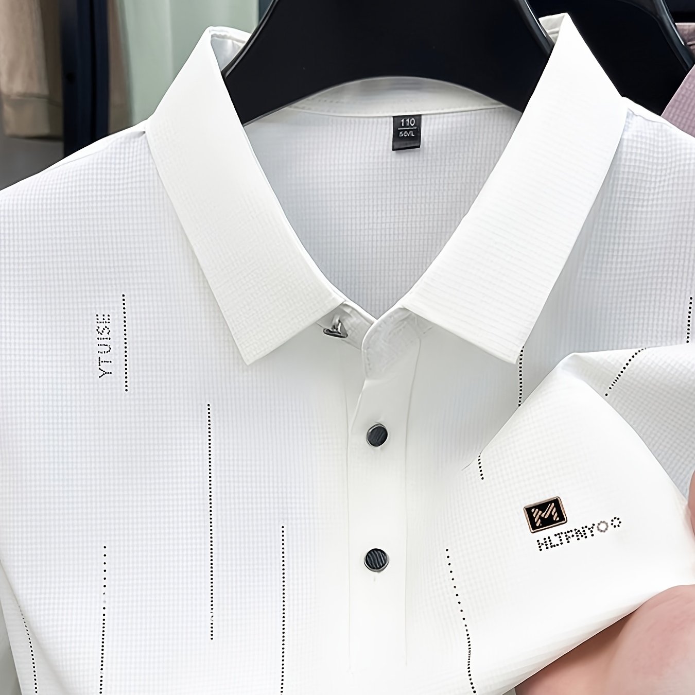 TEMU Summer Men's Lapel Shirt, Trendy And Versatile Light Luxury Top, Business Casual Short-sleeve T-shirt, Suitable For Daily Work Scenes