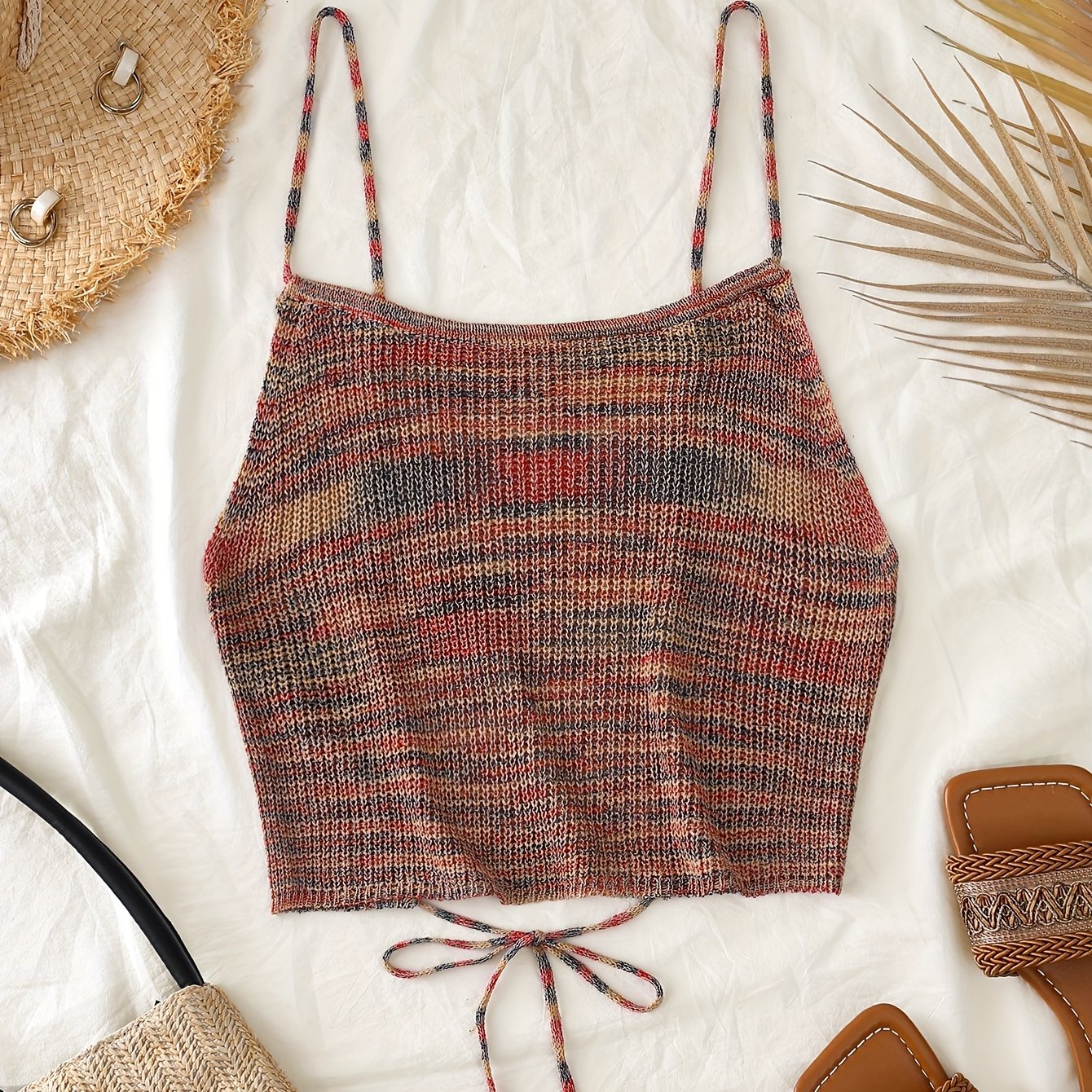 +dp012799+ And Summer Random Gradient Color Halter Sweater Cross Strap Vest