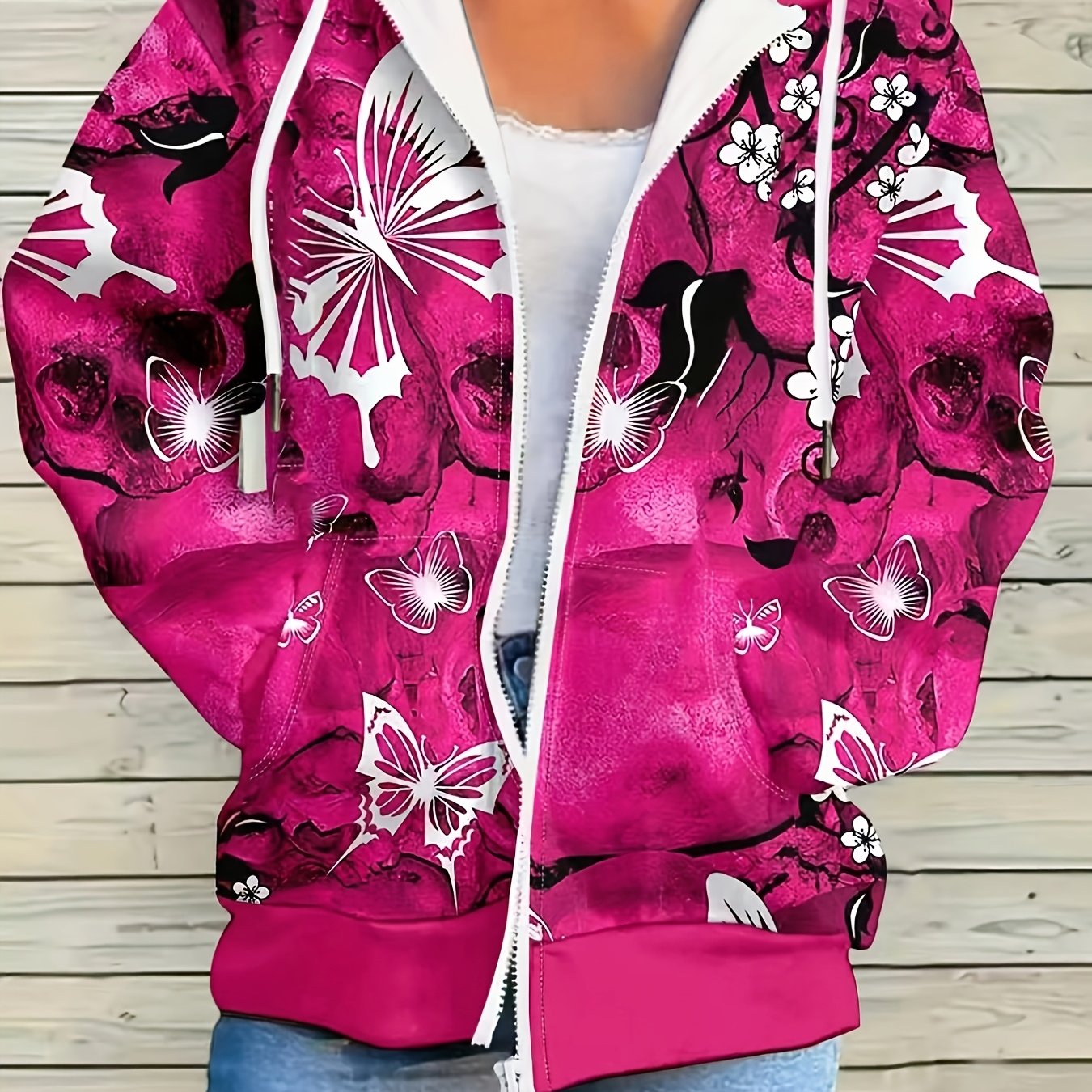 TEMU Plus Size - Plus Size - Western Fashion Women's Casual Zip-up Hoodie - 719