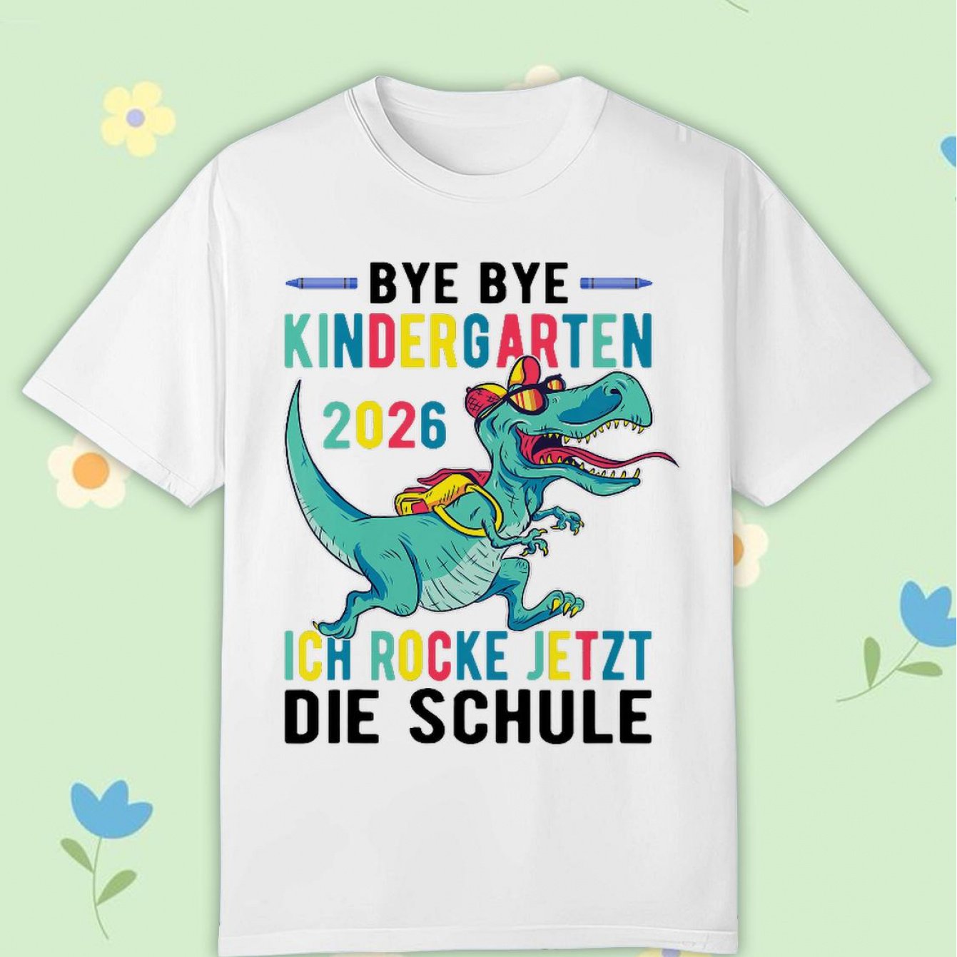 Children' Bye Kindergarten Geschafft 2026 Kita Graduation T-shirt Comfortable Casual Crew Neck Tee For Boys And Girls T Shirt, 200g