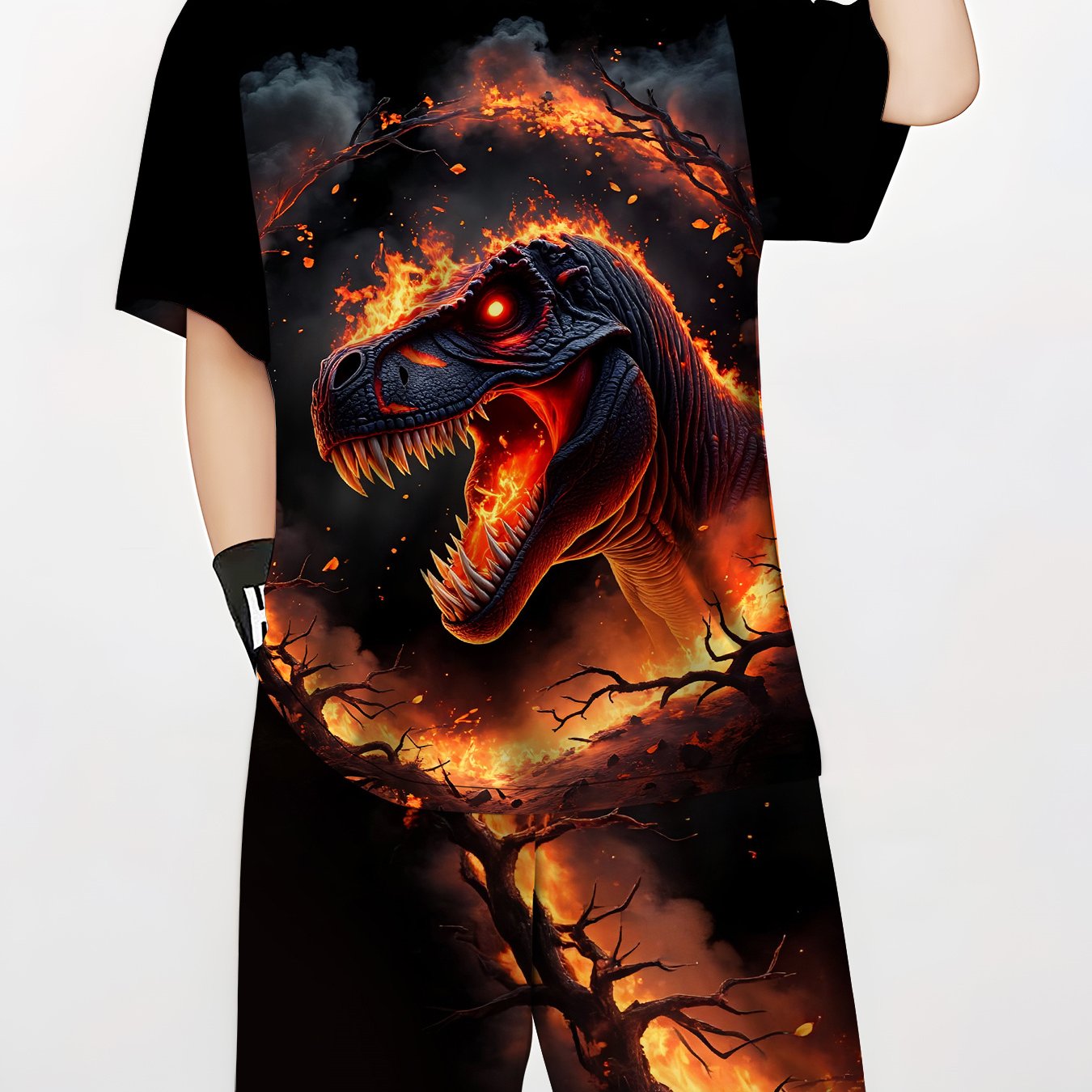 TEMU Boys' Dinosaur Print Short Sleeve Sport Shorts Set, Comfortable And Versatile T-shirt And Shorts Combo, Lightweight And Cool For Spring And