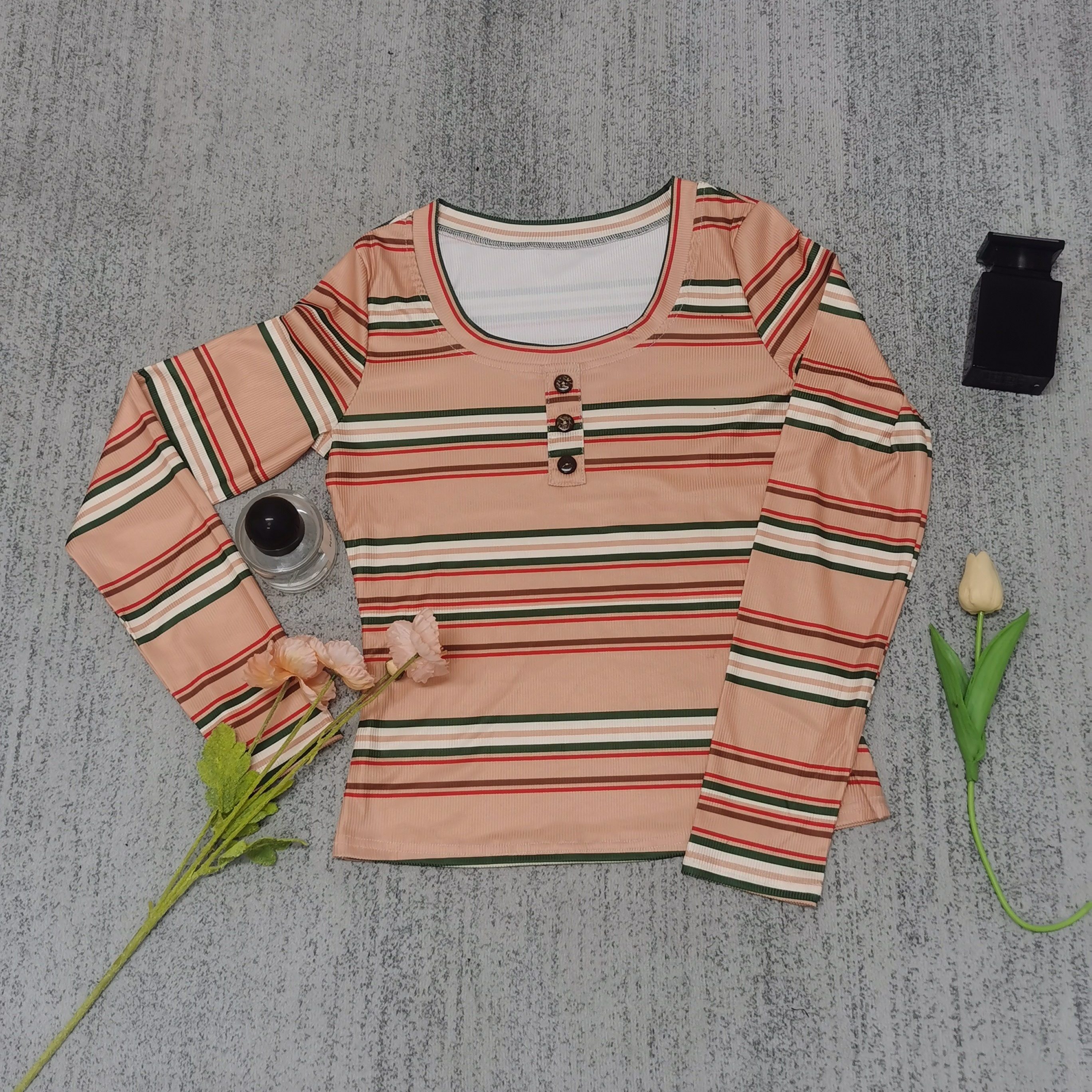 Striped Crew Neck T shirt Elegant Long Sleeve Top Spring - Temu