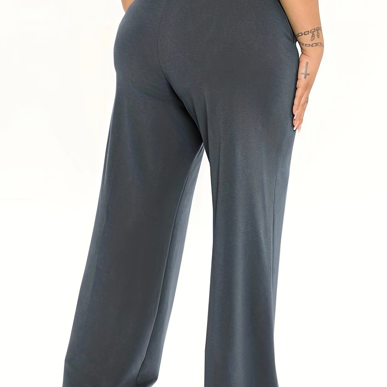 Plus Size Business Casual Pants Women's Plus Solid Wide Leg - Temu