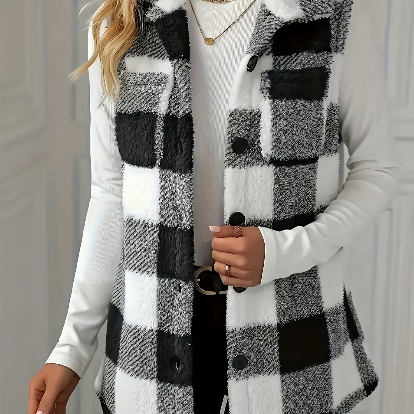 TEMU Cross-border Casual Plush Vest Jacket For Women