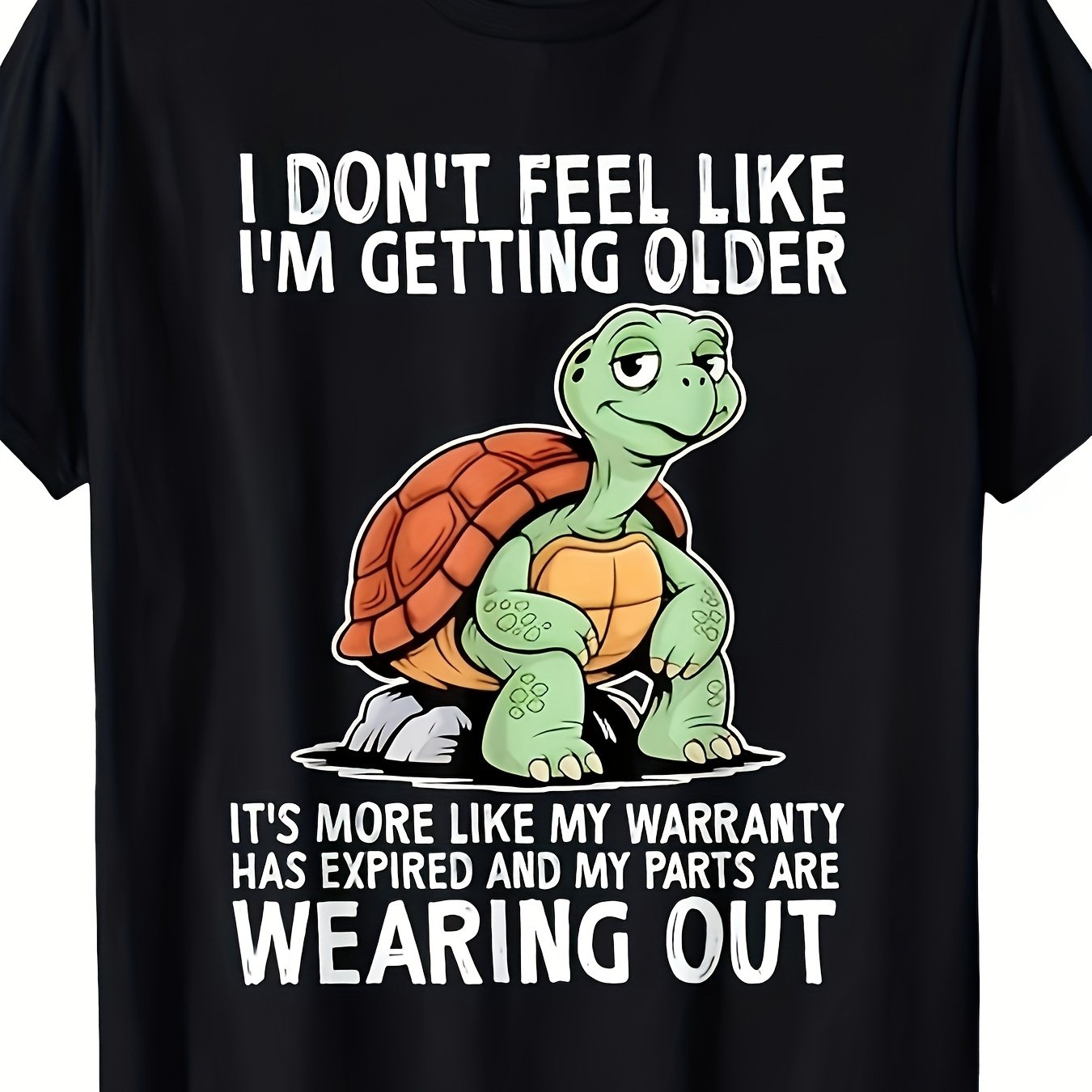 TEMU Plus Size Funny 't Feel Old Just Slower Turtle T-shirt, Heavyweight Unisex Loose Fit Short Sleeve T-shirt With Same Style For Men And Women 2026