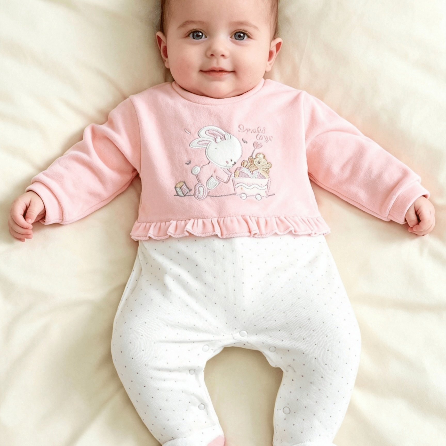Image of Baby Outdoor Foot-hugging Jumpsuit Made Of Velvet Material, Soft And Comfortable, Skin-friendly. Female Baby Crawling Suit For , Casual And Cute, Pink Cartoon Pattern, For Outdoor