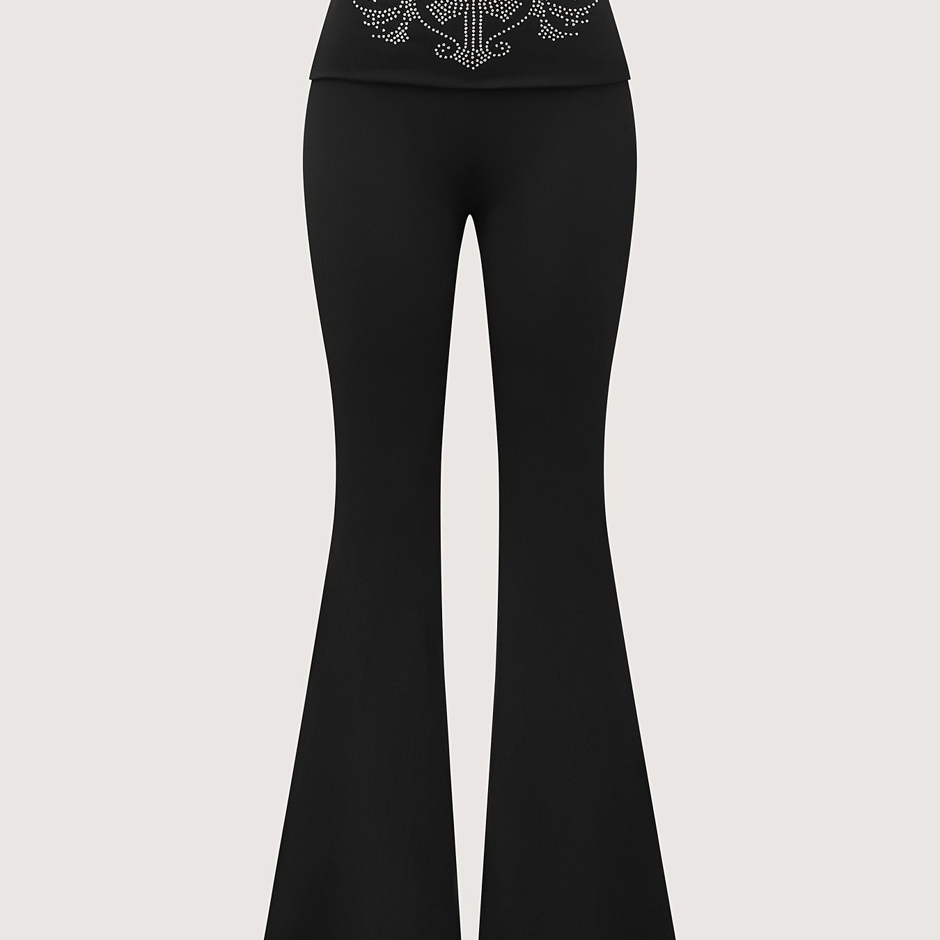 Image of Heart & Wings Print Flare Leg Pants, Y2k High Waist Forbidden Pants For , Women's Clothing