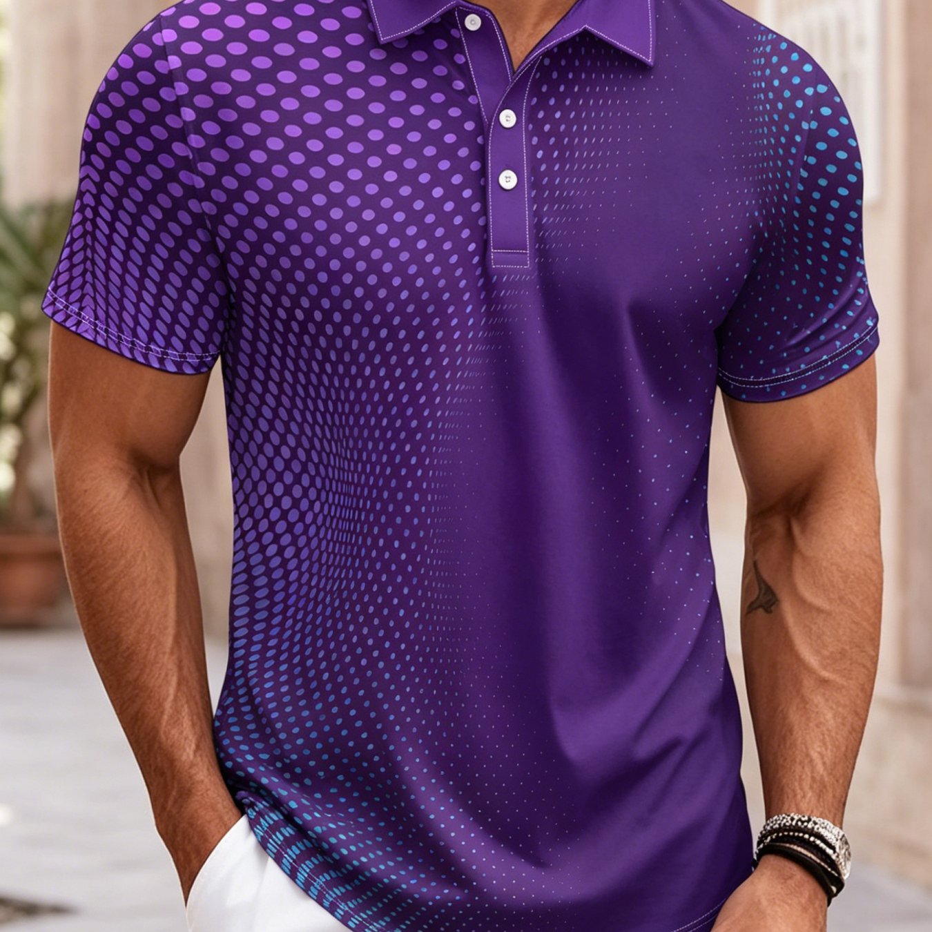 TEMU Plus Size 's Shirt, Gradient Polka Dot Print, Casual Athletic, Daily , Cool And Comfortable, Perfect Gift Plus Size