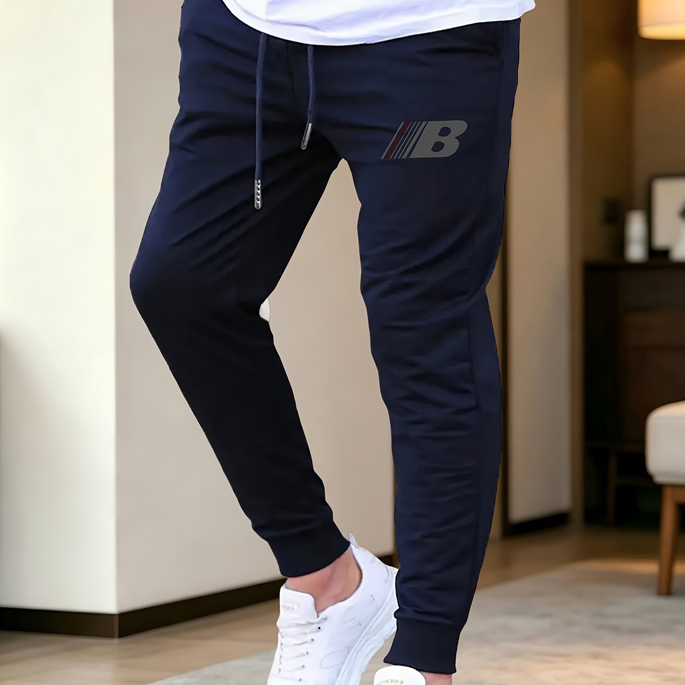 TEMU Pantalones de chándal para hombre, para usar en todas , pantalones rectos con cierre en el tobillo, dos , holgados, versátiles, deportivos,