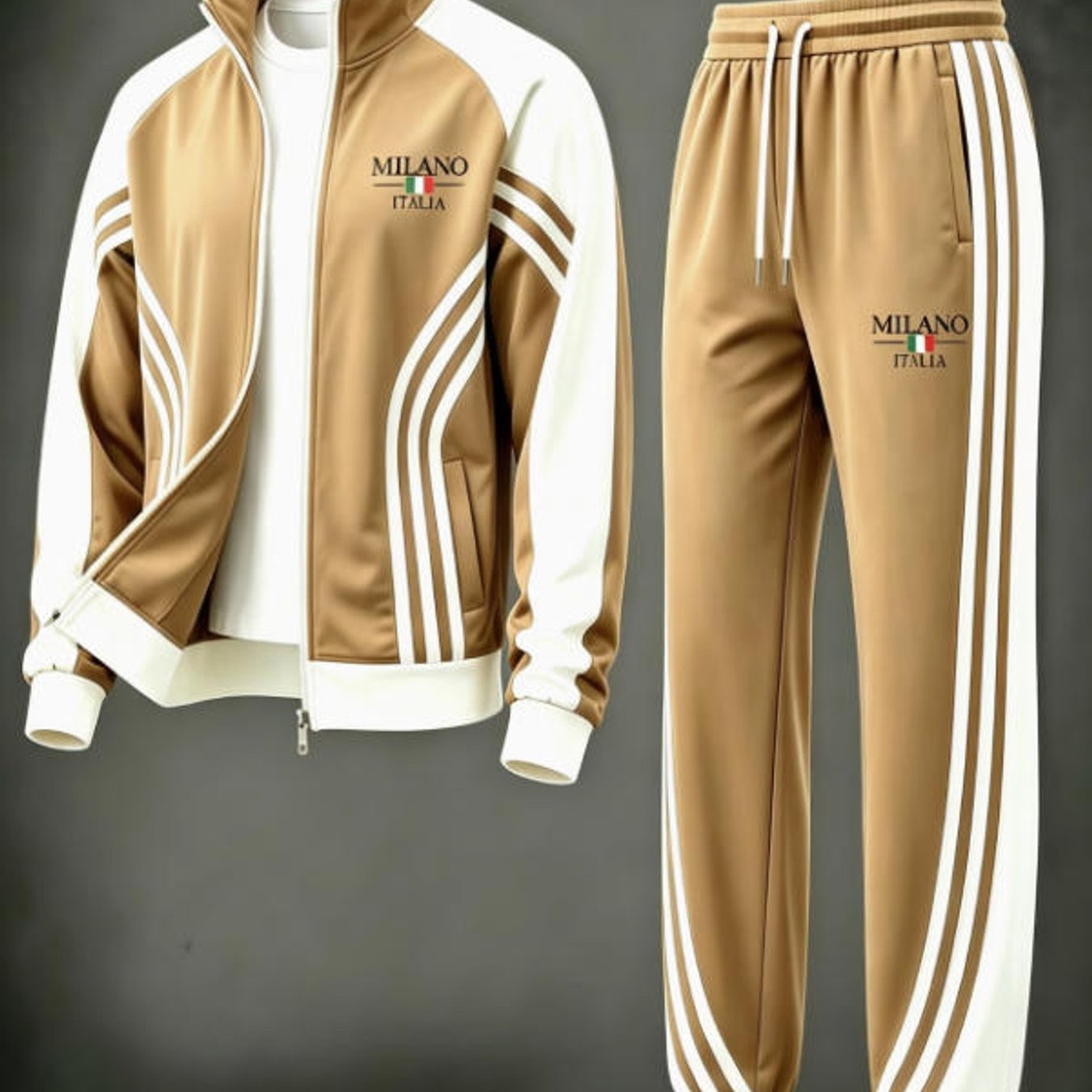 TEMU Men's Fashion Style Italia Graphic Tracksuits Trendy Sportswear Big Size Men's Clothing For Adult Men Daily Wear Holiday Gift, Plus Size